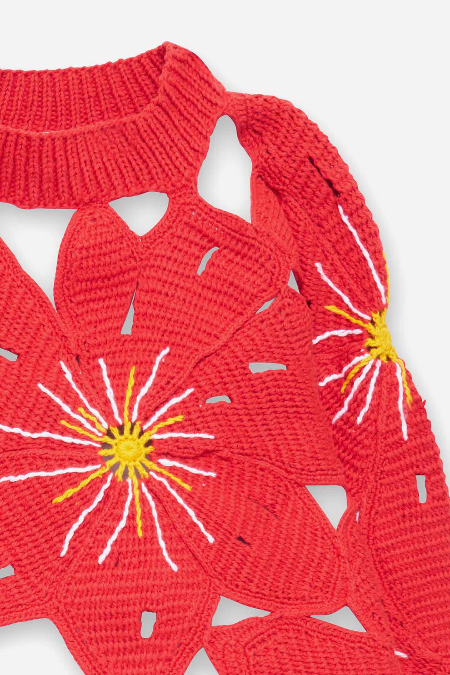 COTTON CROCHET FLOWER PULLOVER - 5