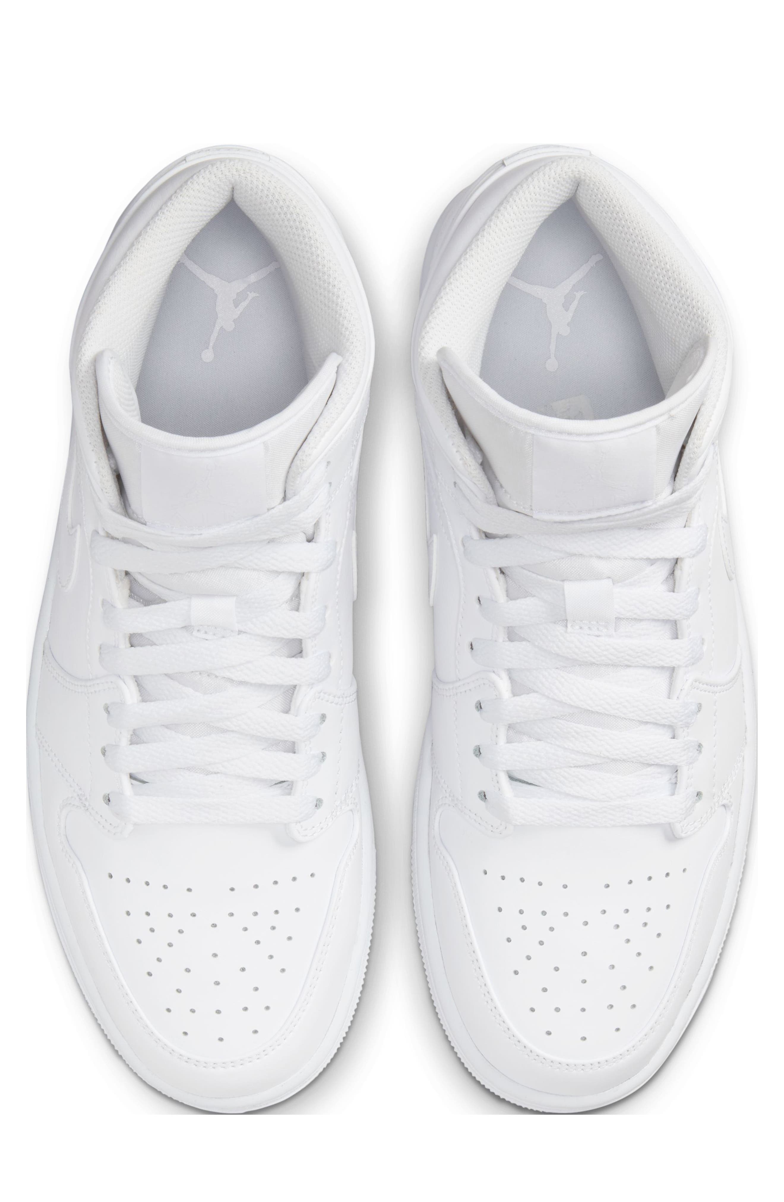 Air Jordan 1 Mid Sneaker in White/White at Nordstrom - 4