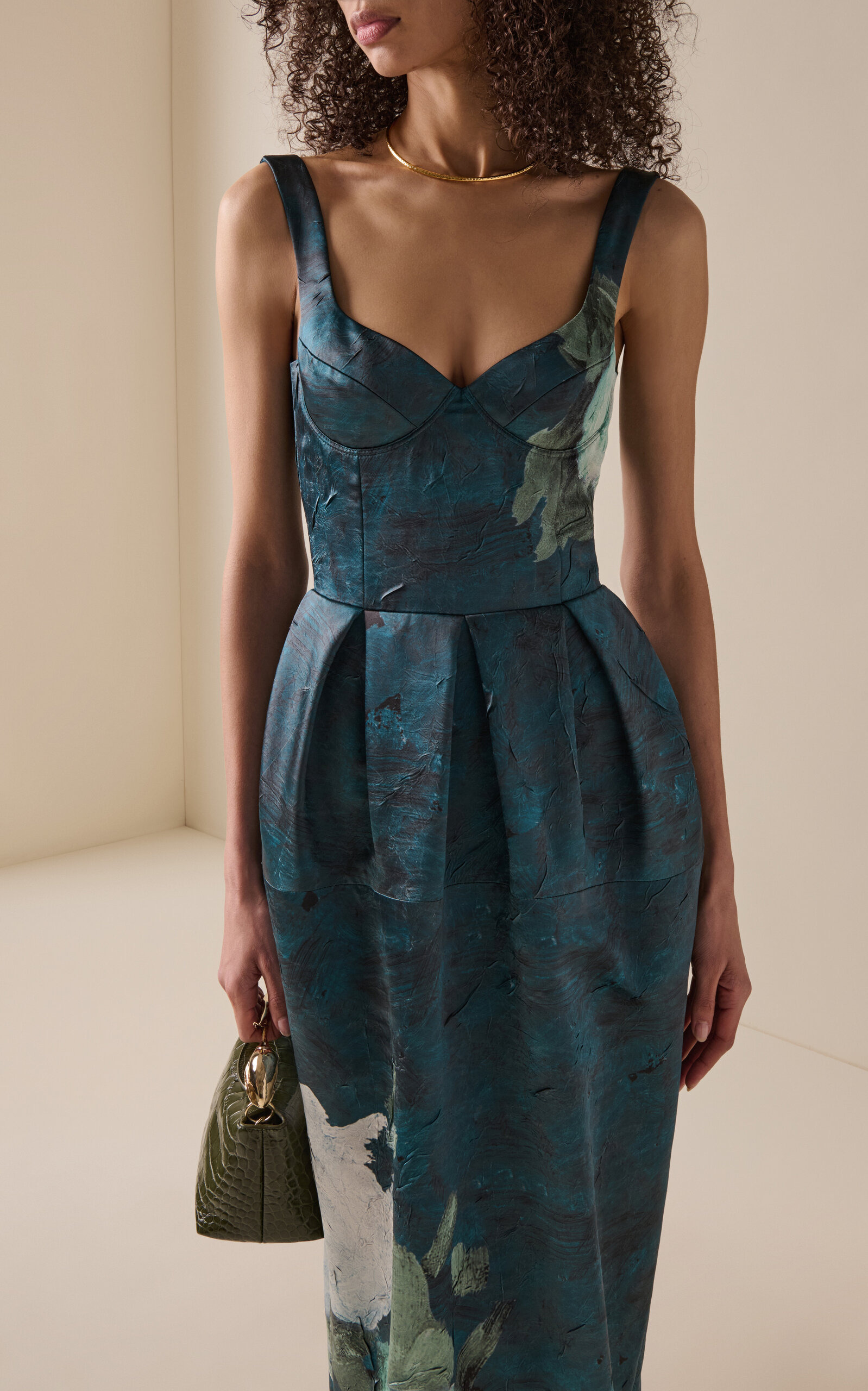 Painting-Printed Bustier Cocktail Dress navy - 2