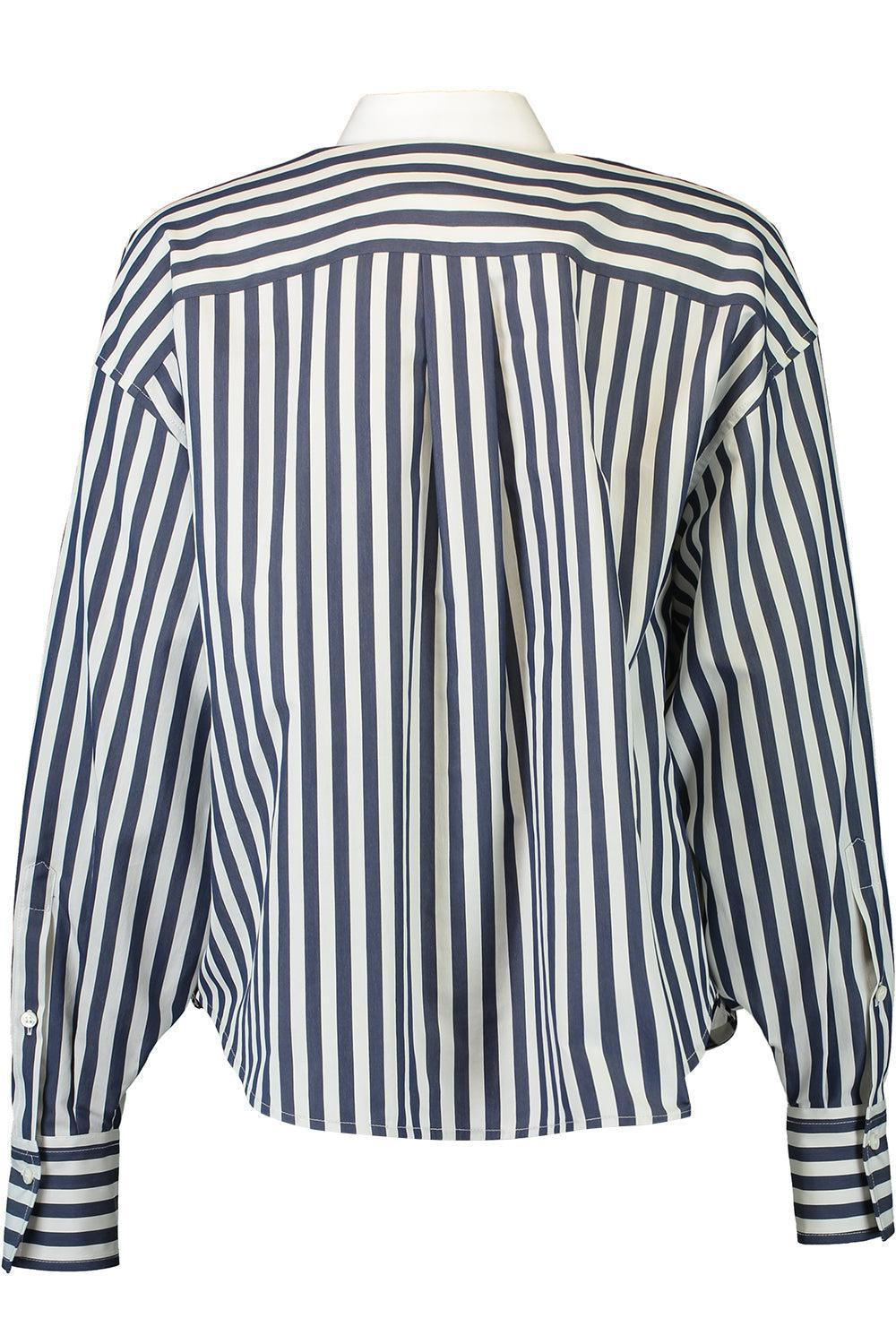 Striped Logo Shirt - White Blue - 5