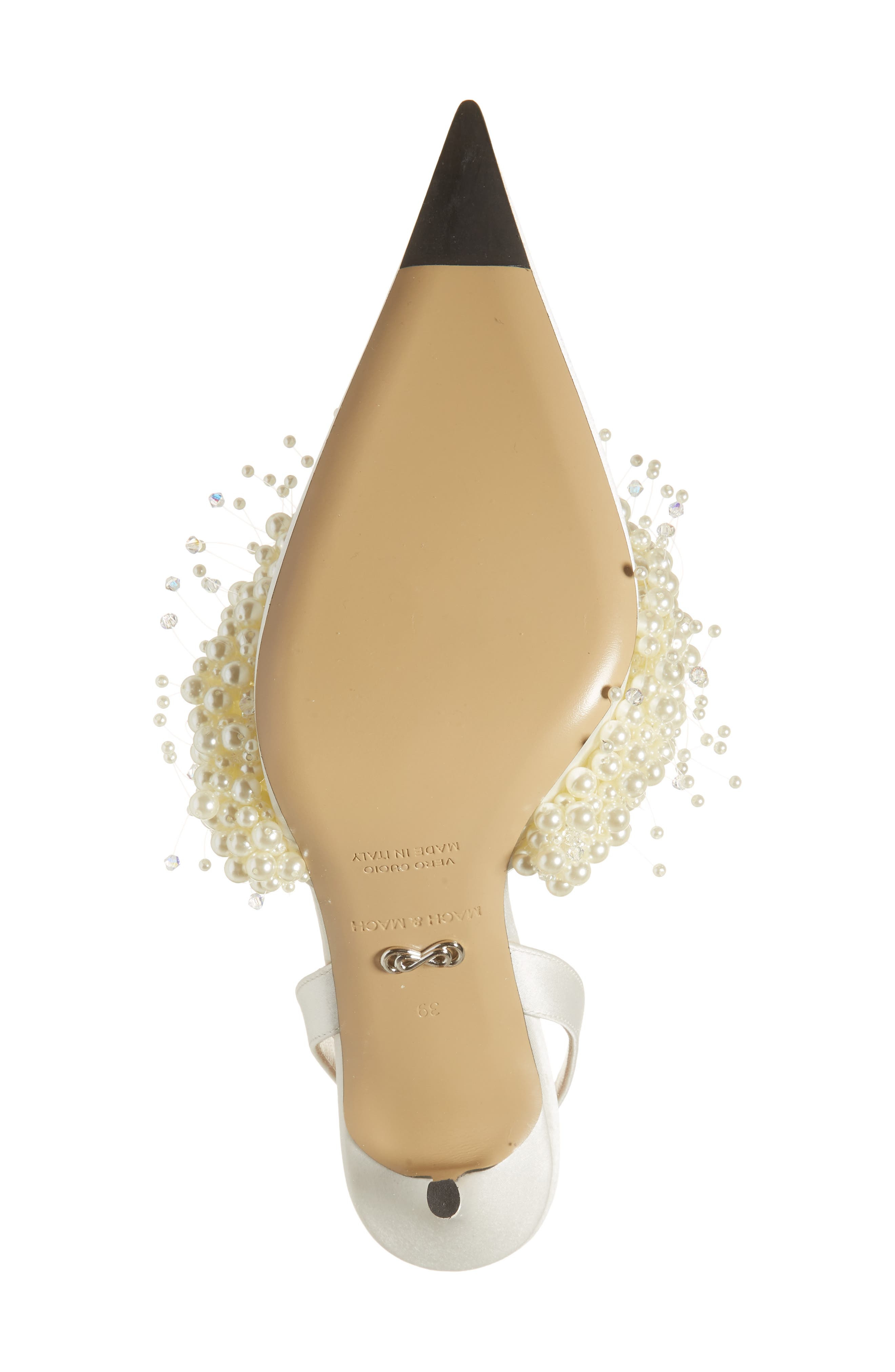 Mach & Mach Floating Faux Pearl Slingback Pump in White at Nordstrom - 6