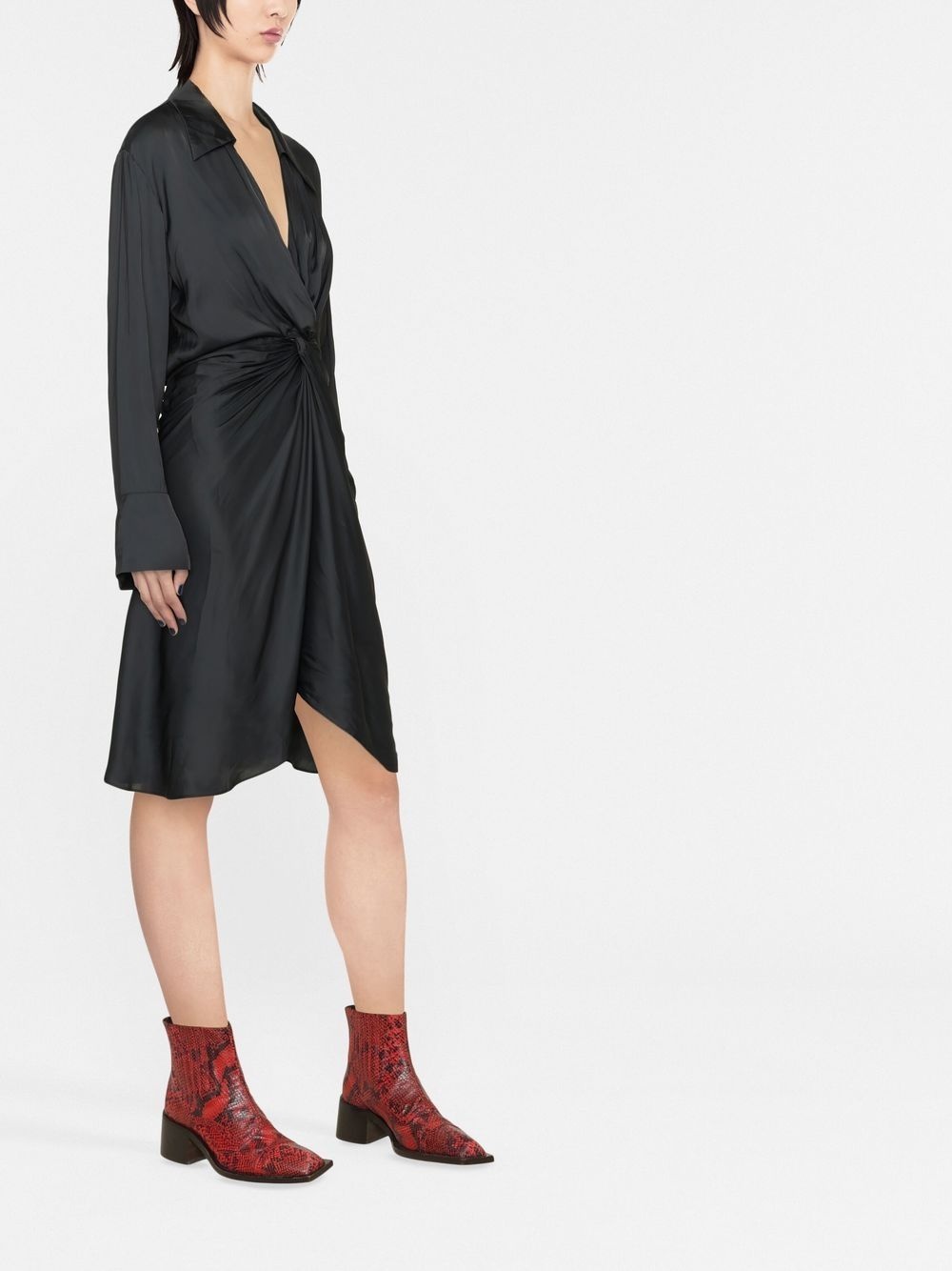 Rozo twisted V-neck midi dress - 3