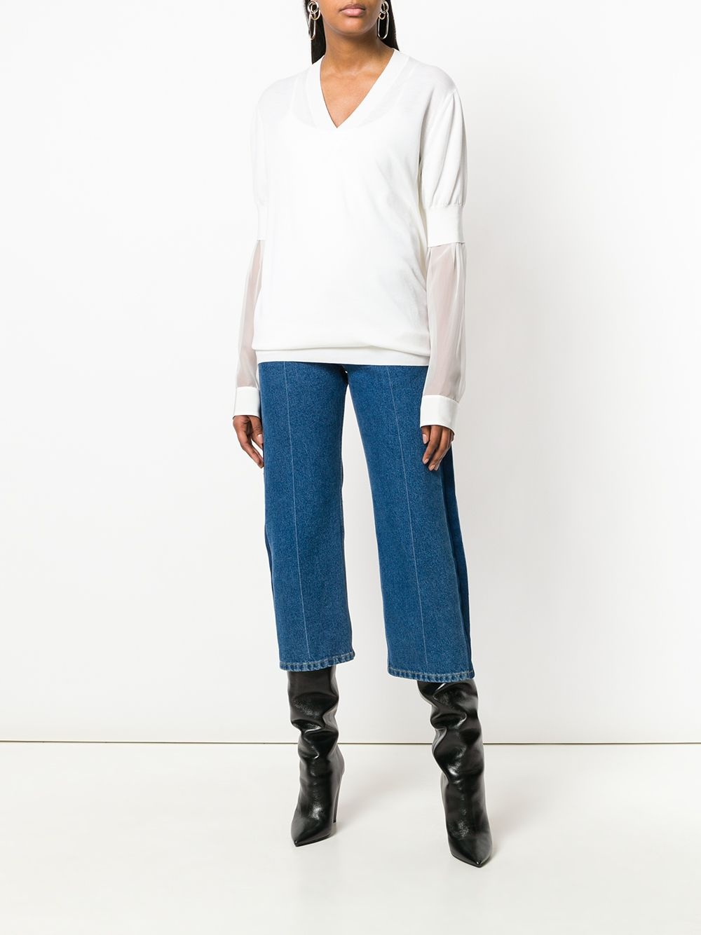sheer sleeve sweater - 2
