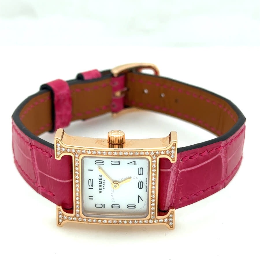 Pre-owned Hermes Heure H Diamond Mother of Pearl Dial Ladies Watch HH1.173 - 5