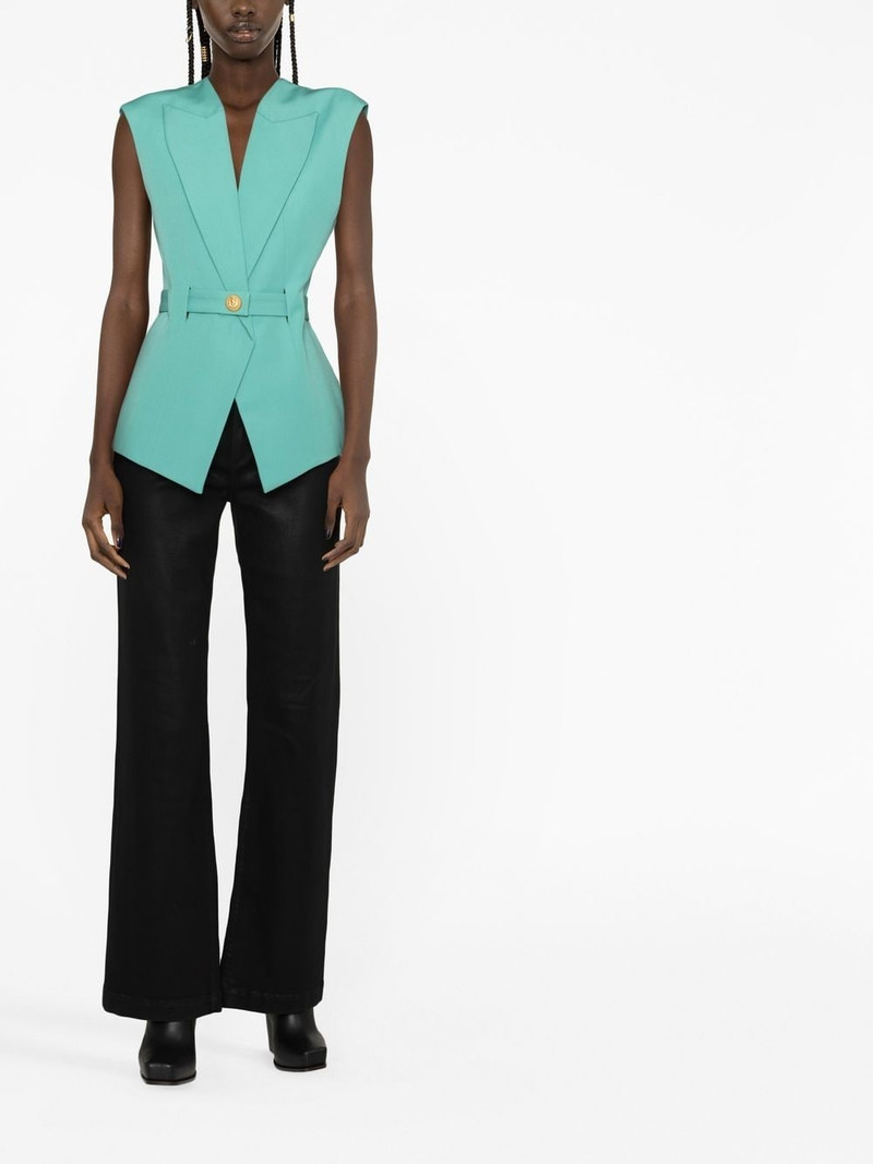 Balmain belted-waist sleeveless jacket outlook