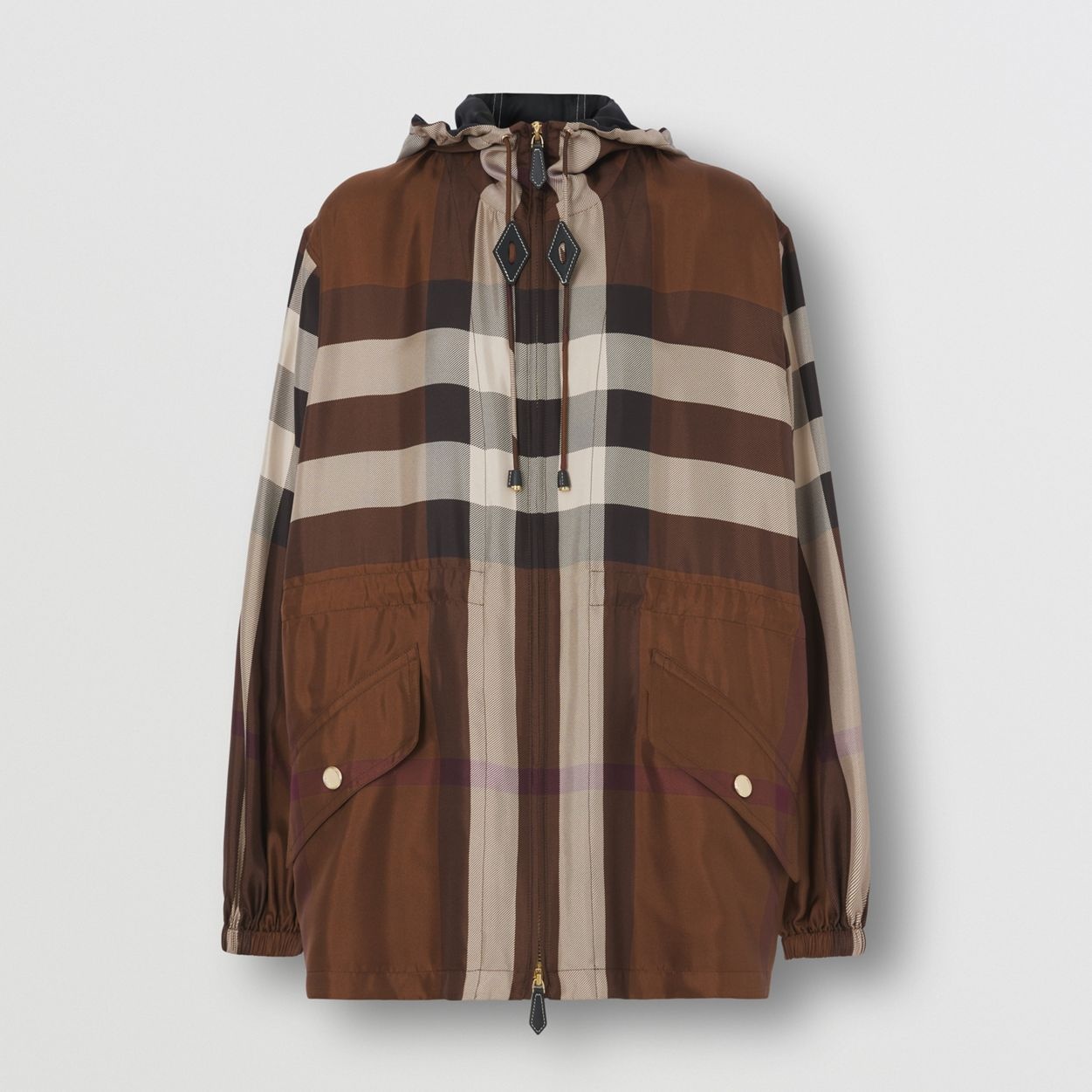 Check Silk Lightweight Hooded Jacket - 1