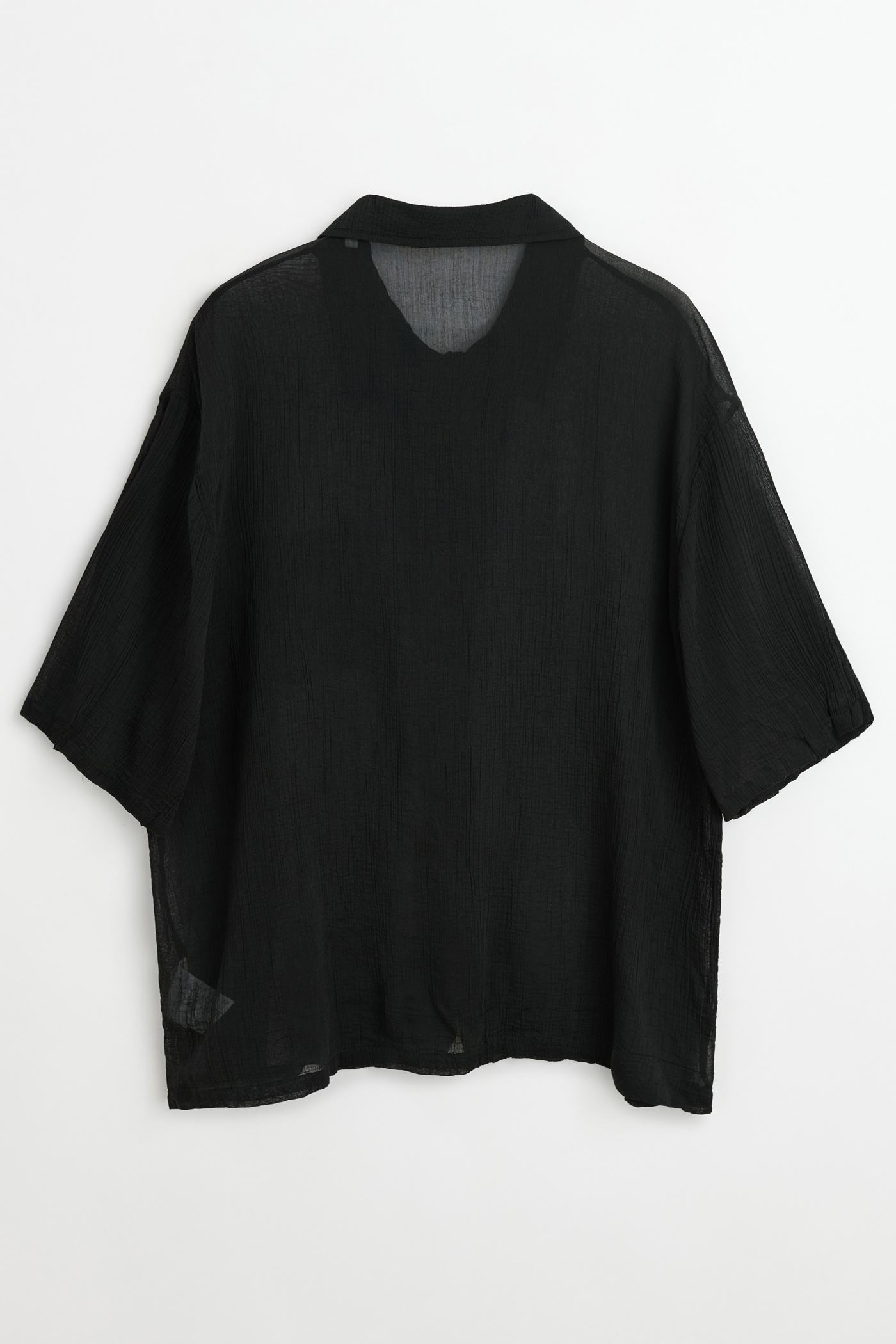 Box Shirt Shortsleeve Black Rayon Plait - 6