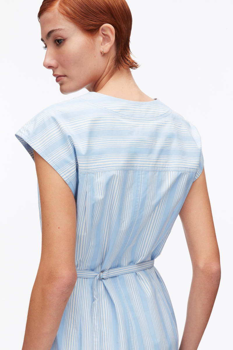 Striped Cap Sleeve Knee-Length Dress 5