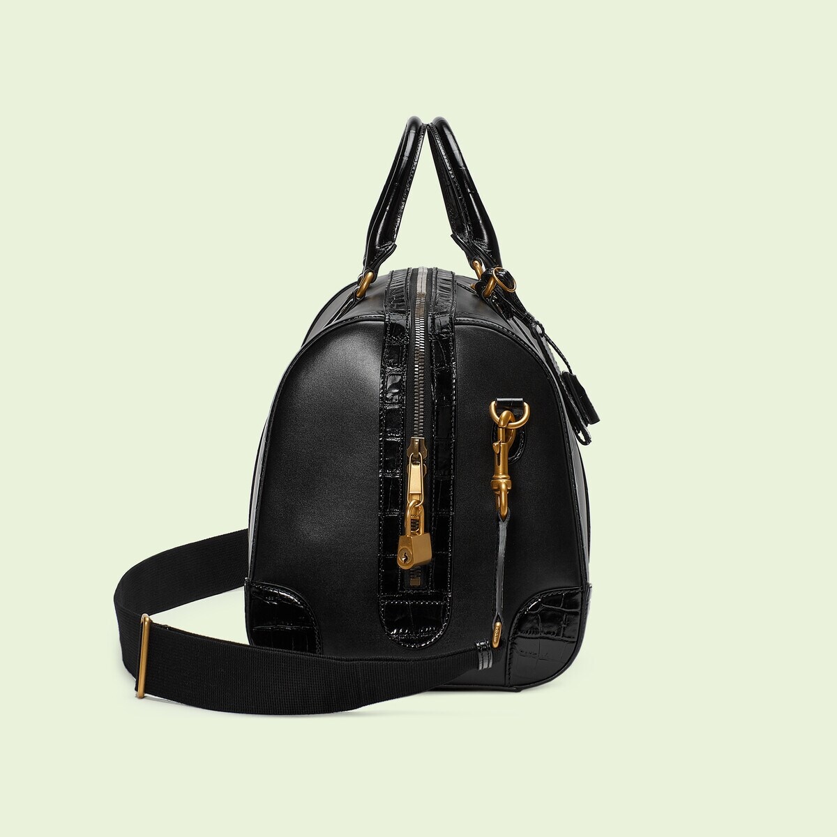 Crocodile trim duffle bag with Double G - 6