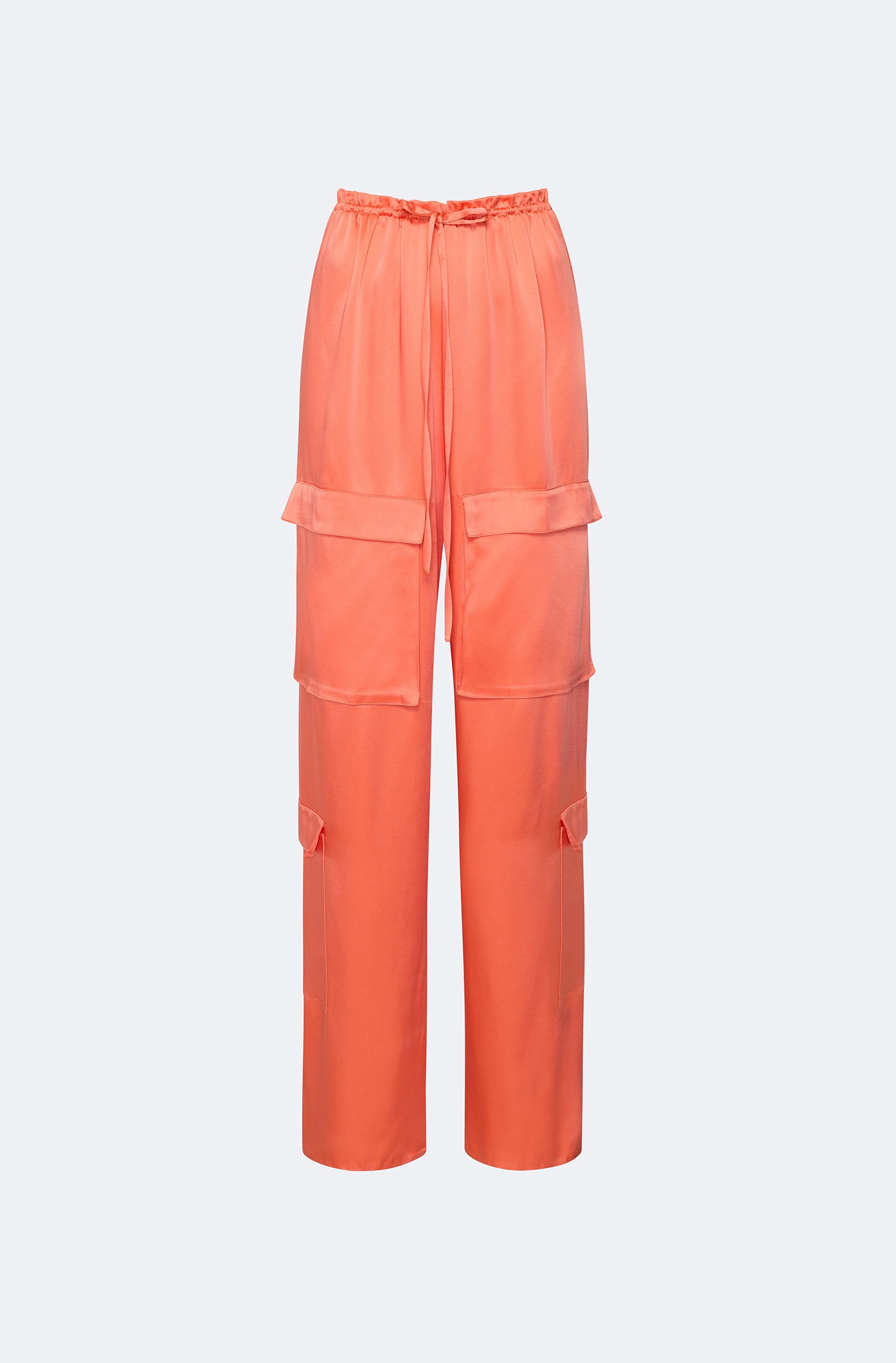 Satin Drawstring Cargo Pant - 1