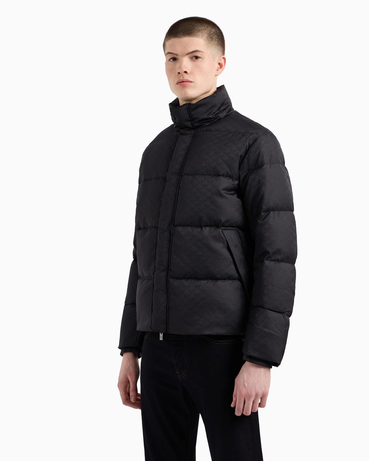 Quilted puffer jacket with all-over jacquard eagle - 4