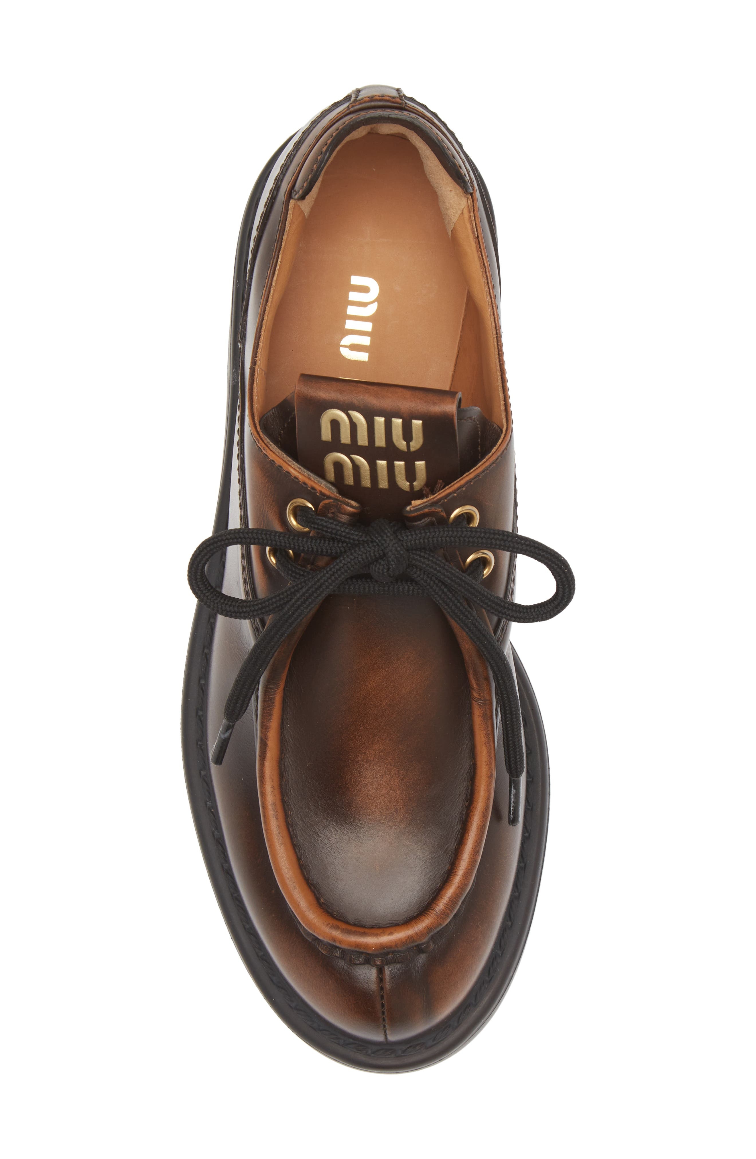 Miu Miu Boyfriend Lu Platform Derby in Brown at Nordstrom - 5