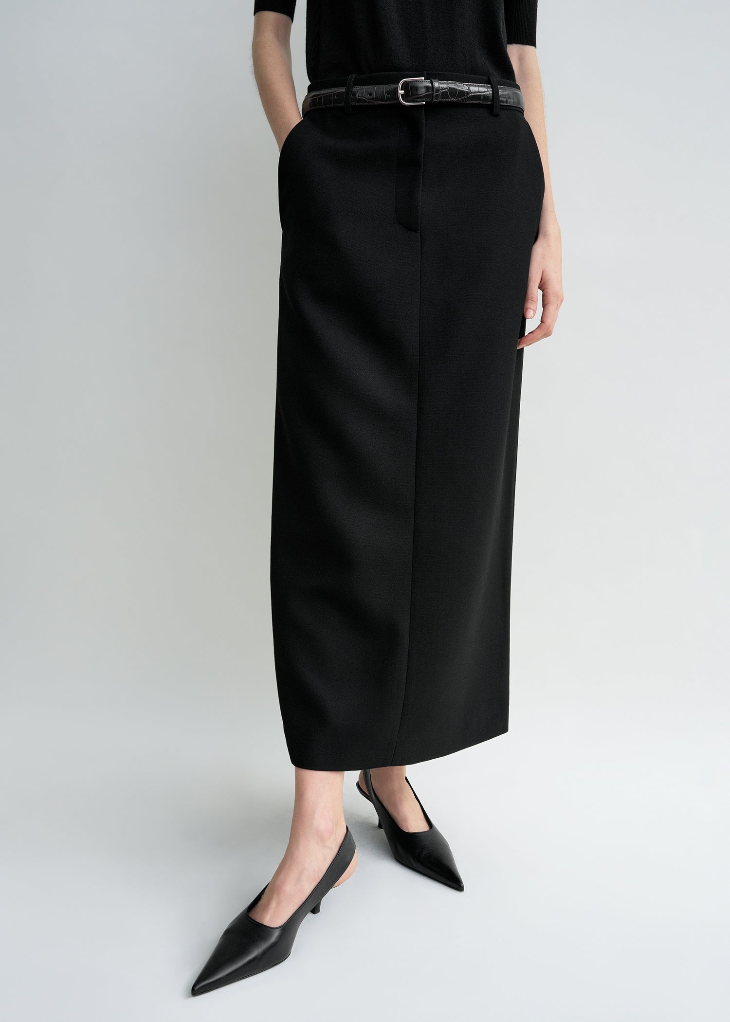 Low-waist straight skirt black - 5