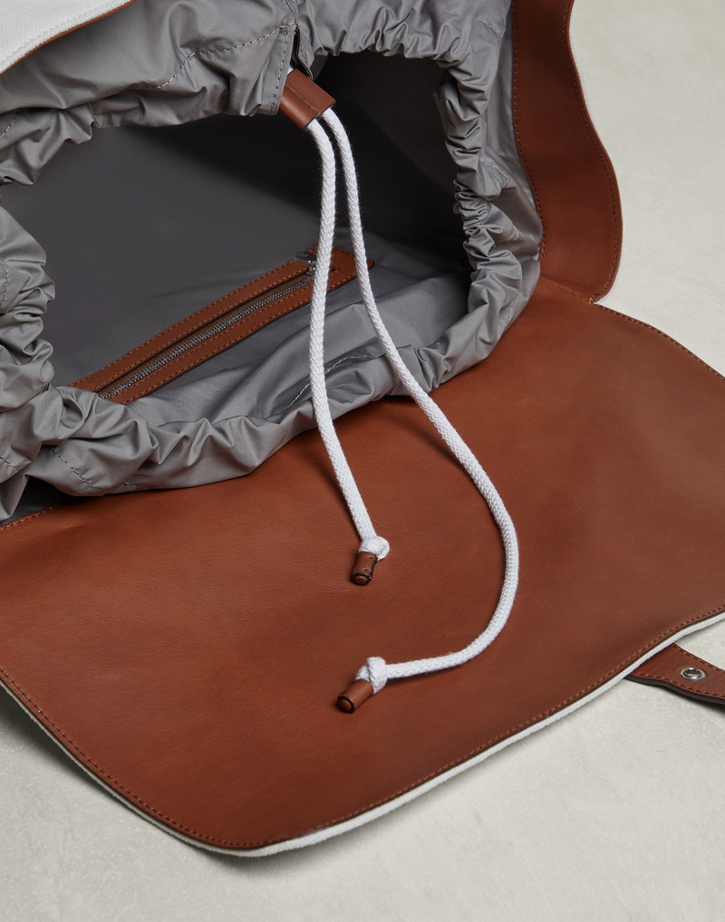 Canvas and vintage calfskin soccer bag 5