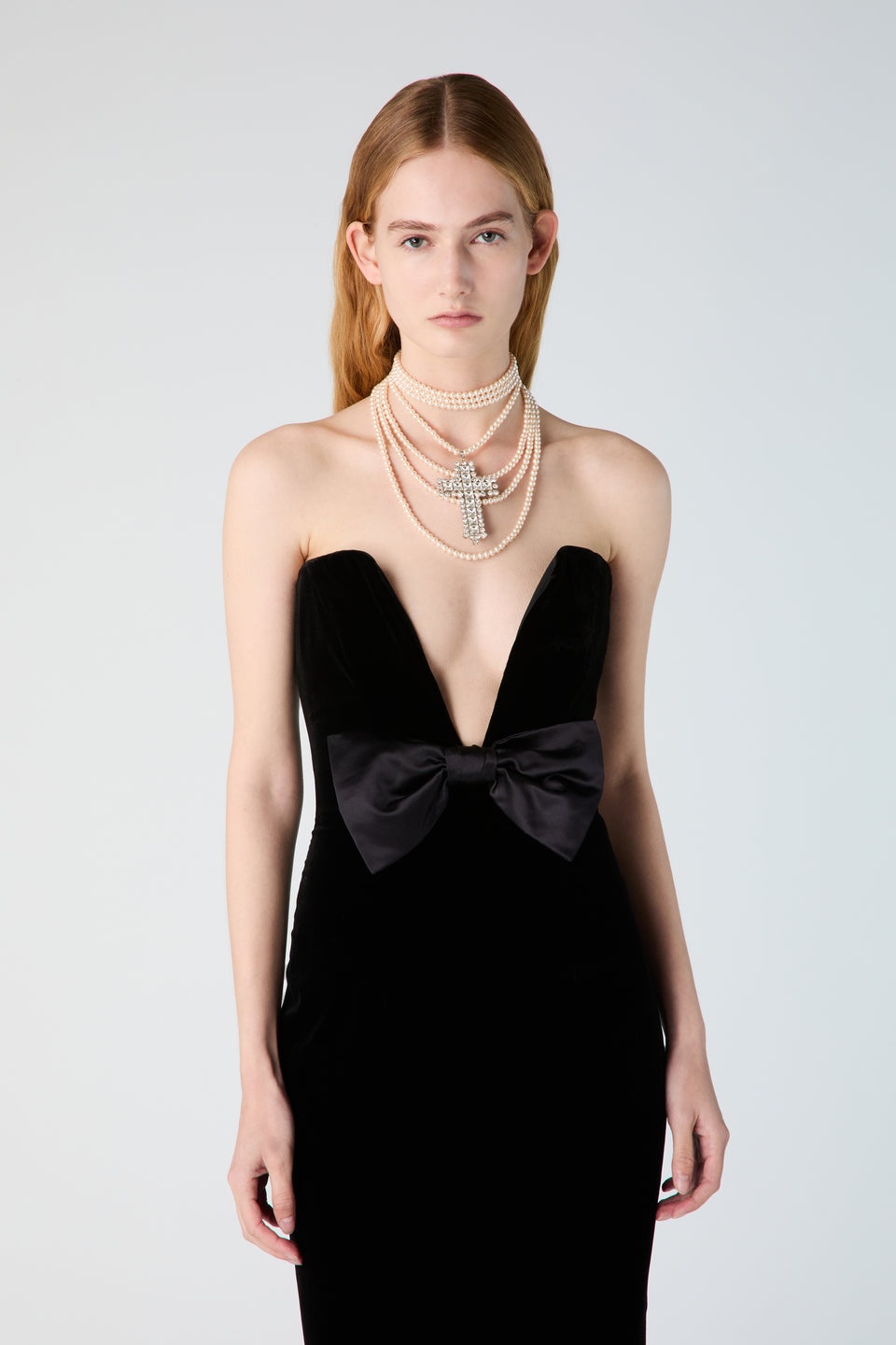 VELVET GOWN WITH DUCHESSE BOW - 6