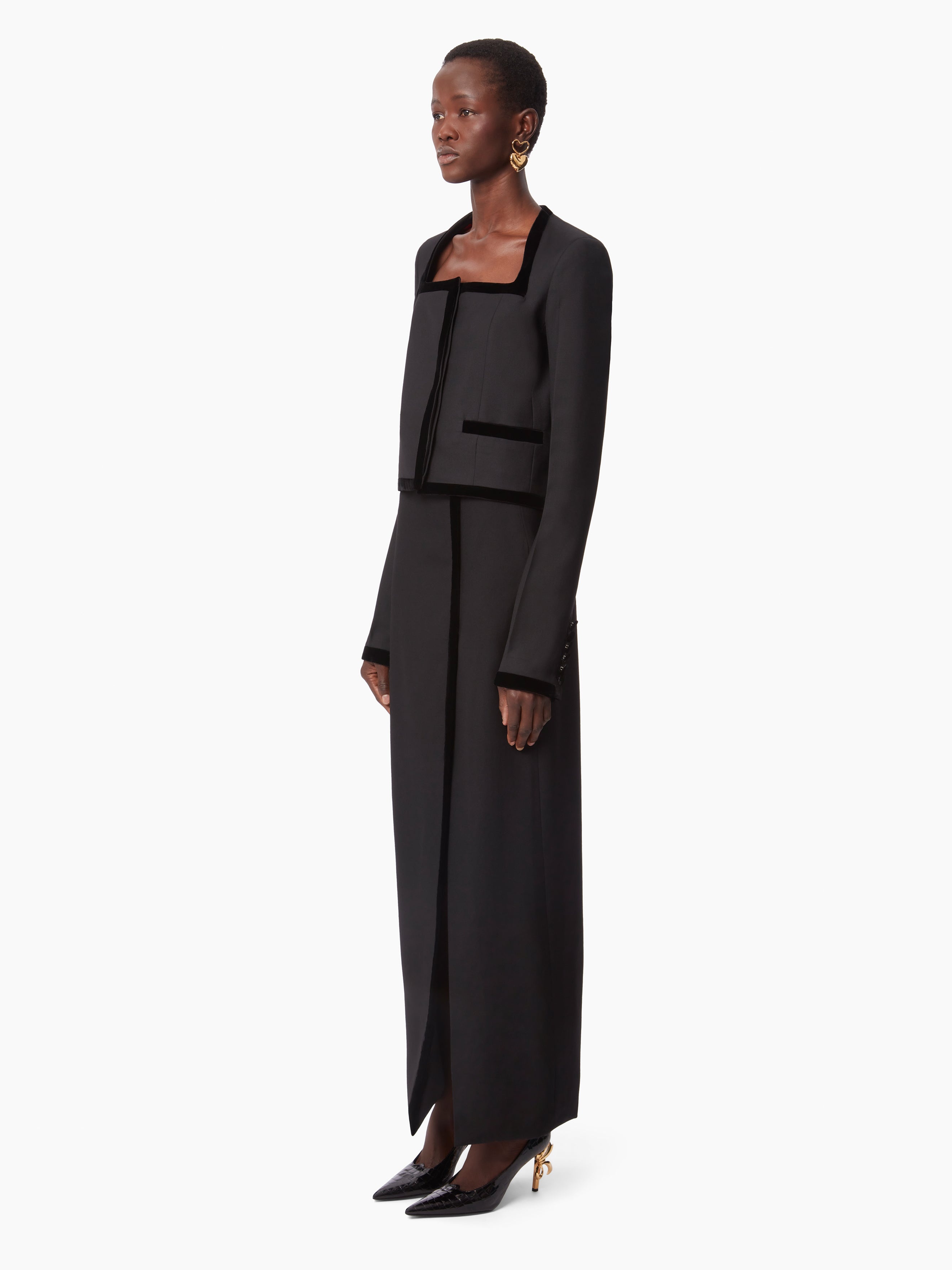 LONG SLIT SKIRT IN WOOL - 2