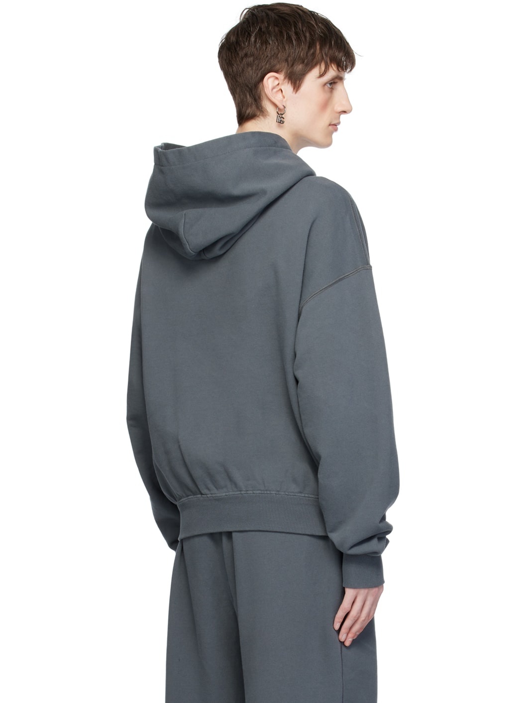 Gray Cropped Hoodie - 3