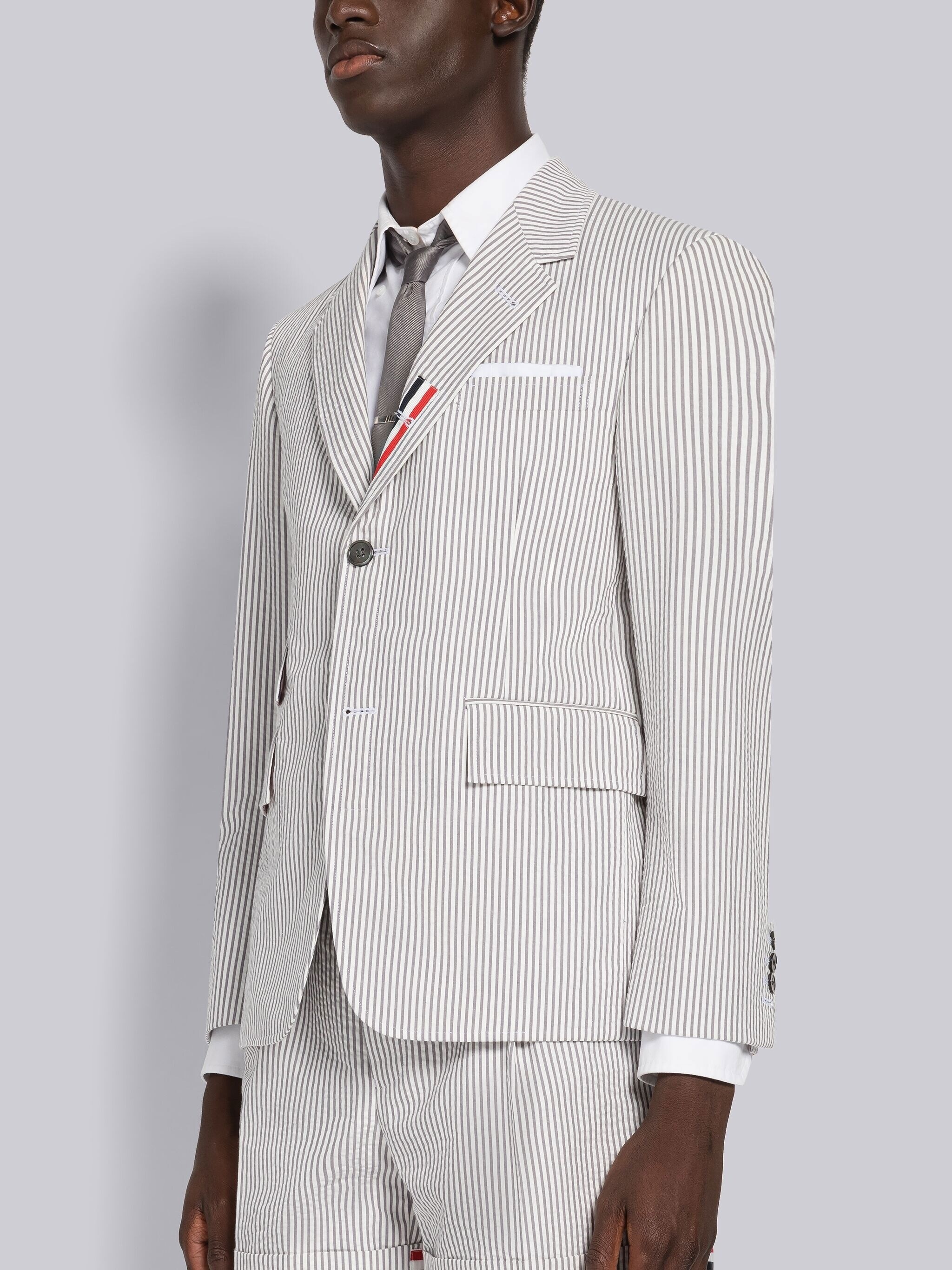 Seersucker Grosgrain Placket Sport Coat - 2