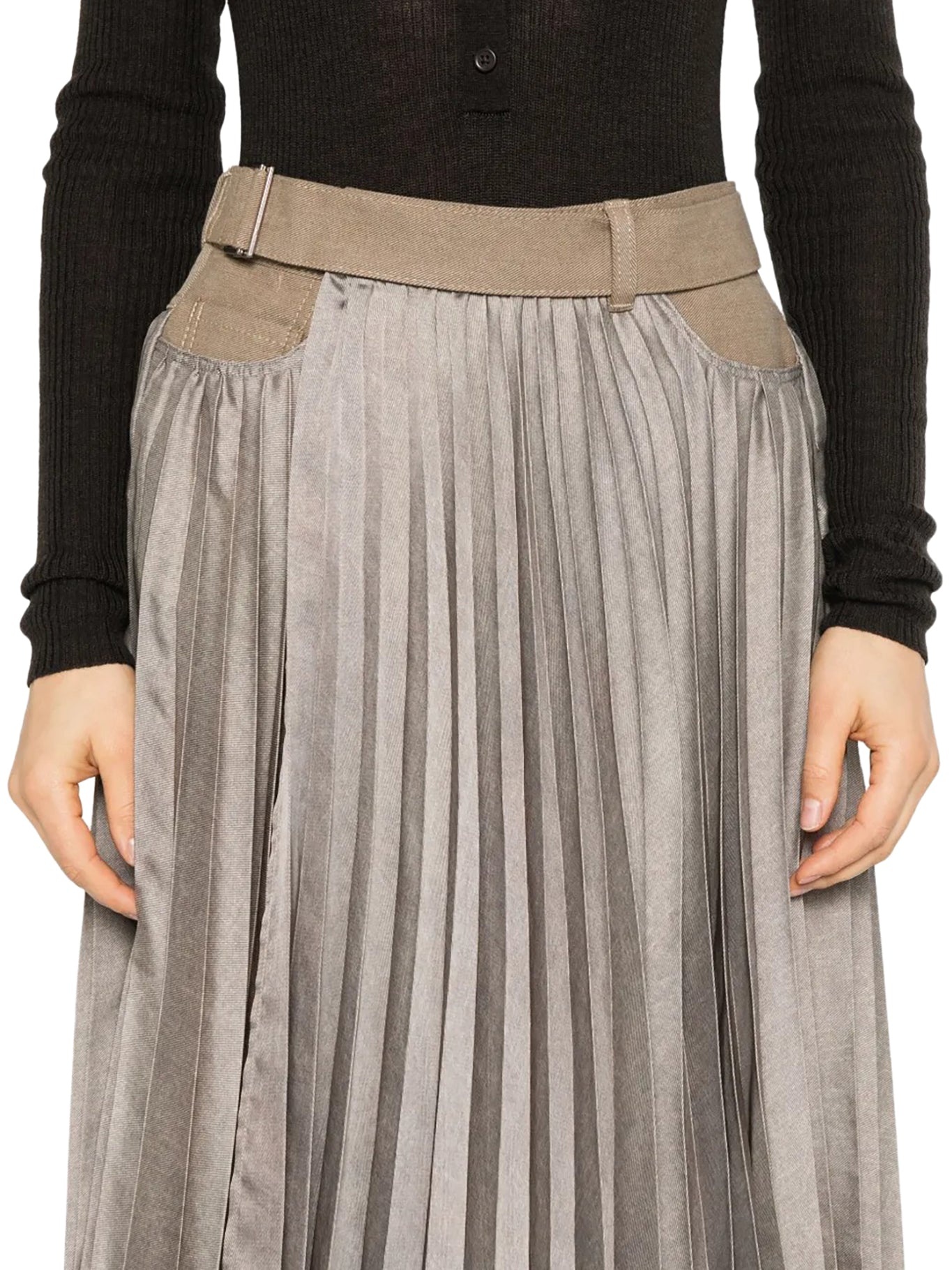 MIDI SKIRT WITH DENIM INSERTS - 5