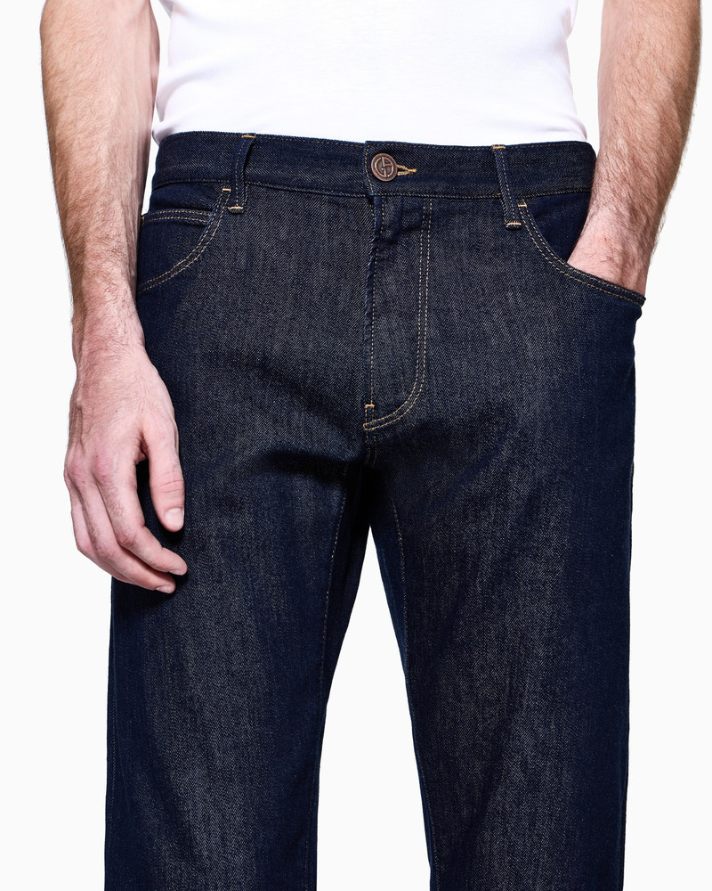 Five-pocket, regular fit, stretch cotton-denim trousers 5