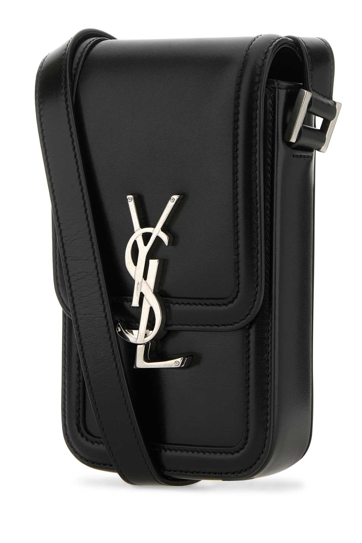 Saint Laurent Men Black Leather Phone Case - 2
