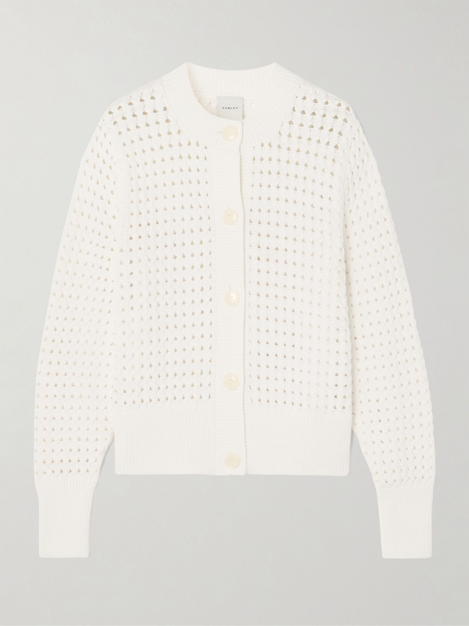 Bettina open-knit cotton-blend cardigan White - 1