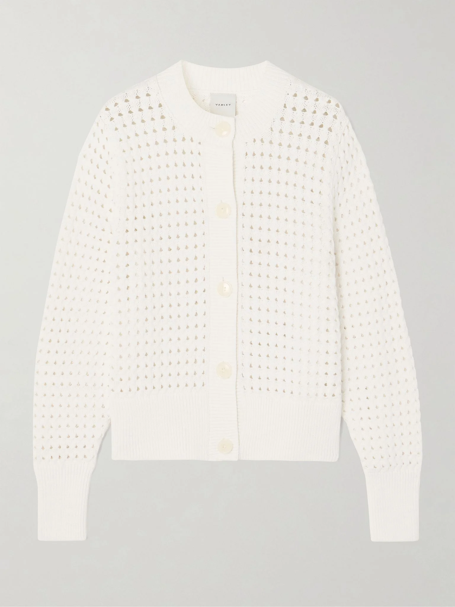 Bettina open-knit cotton-blend cardigan White - 1