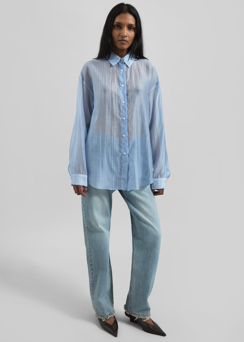 Kesin Open Back Shirt - Blue/White Stripe 4