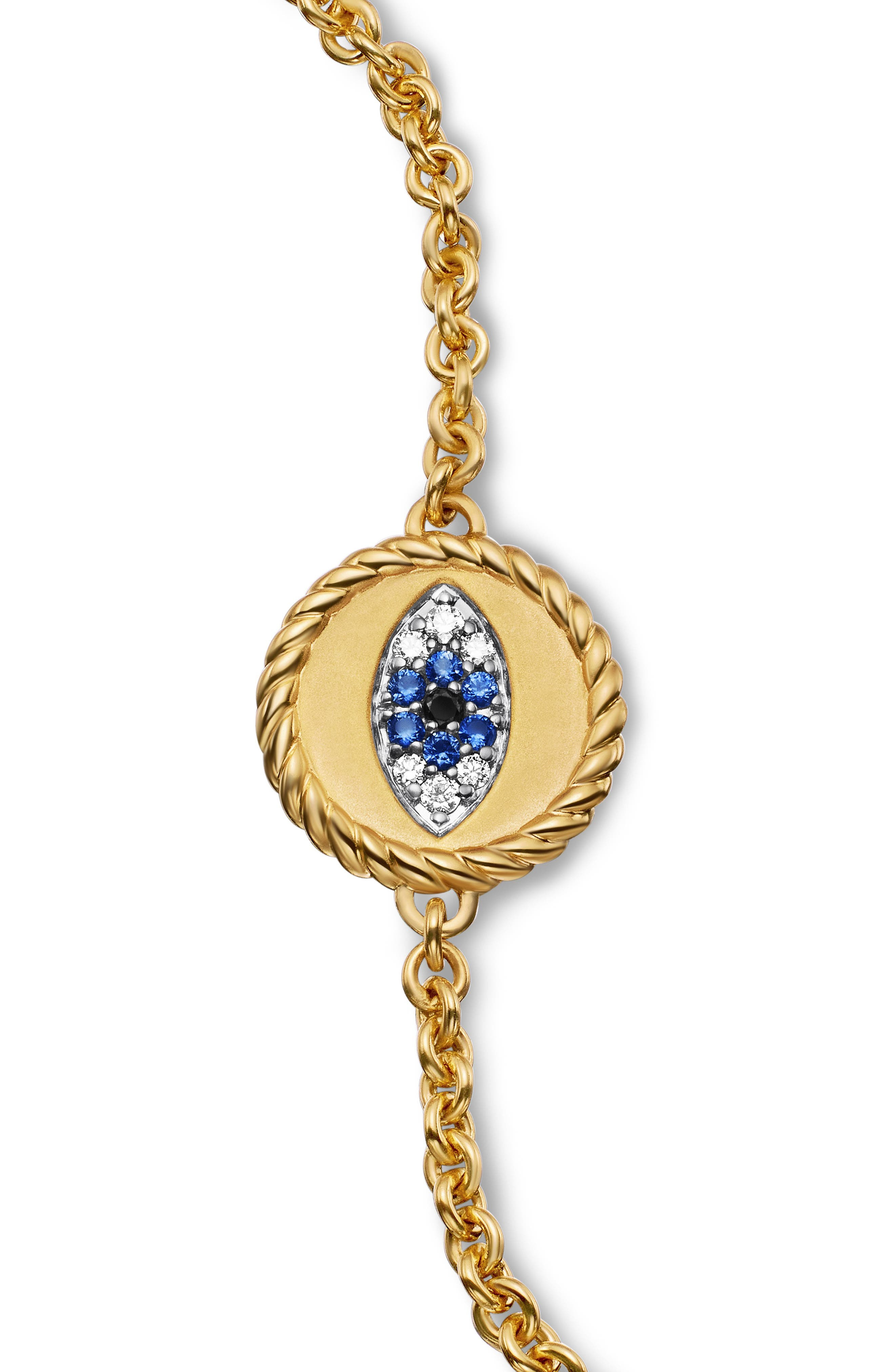 David Yurman Cable Collectibles Diamond & Sapphire Evil Eye Bracelet in Blue Sapphire/Diamond at Nor - 4