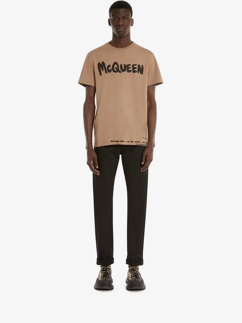 Alexander McQueen Mcqueen Graffiti T-shirt in Beige outlook