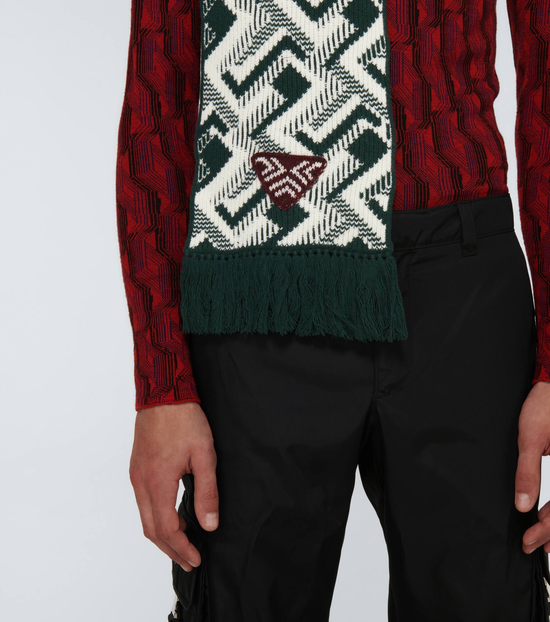 Wool and cashmere jacquard scarf - 3