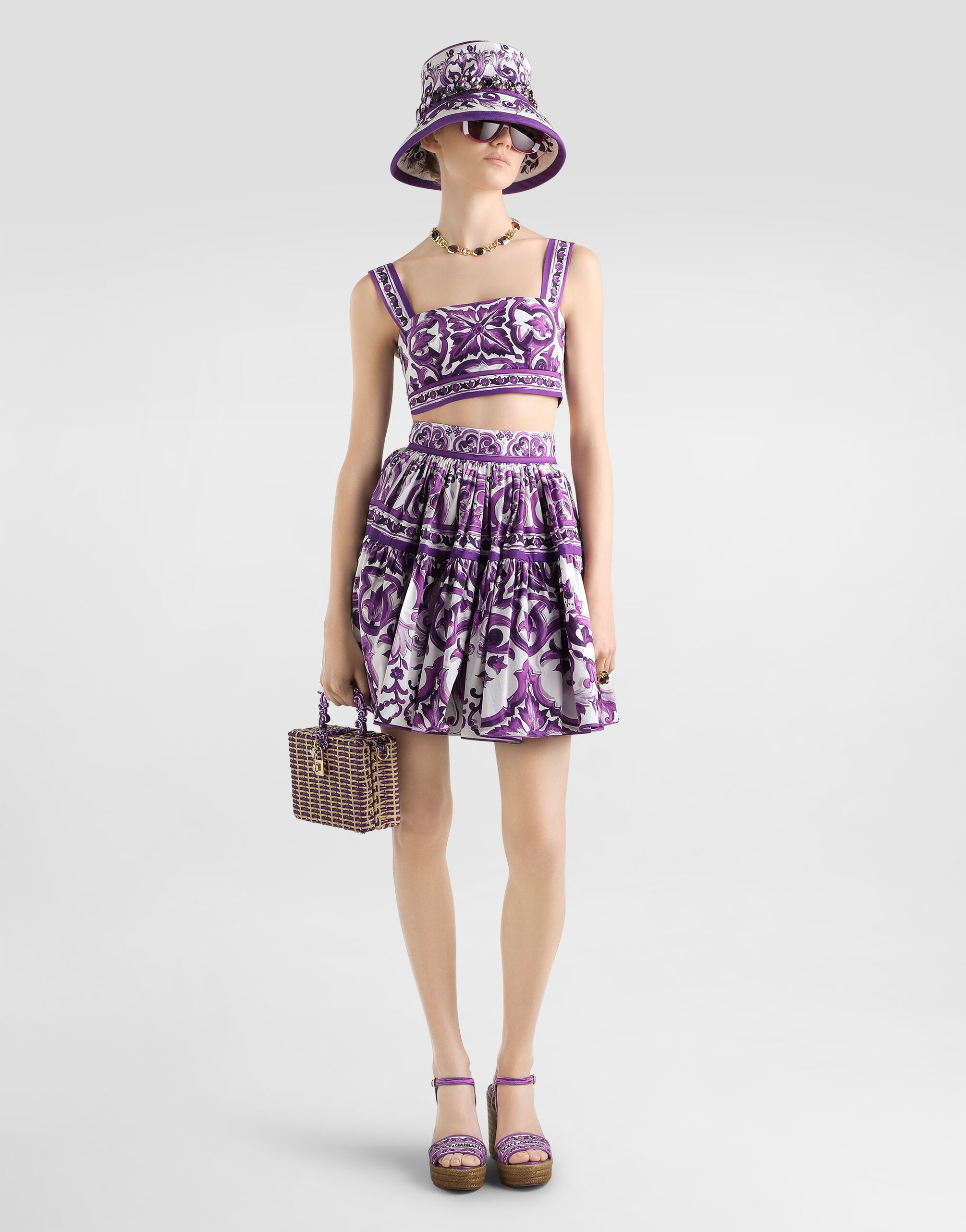 Majolica-print poplin short skirt - 4