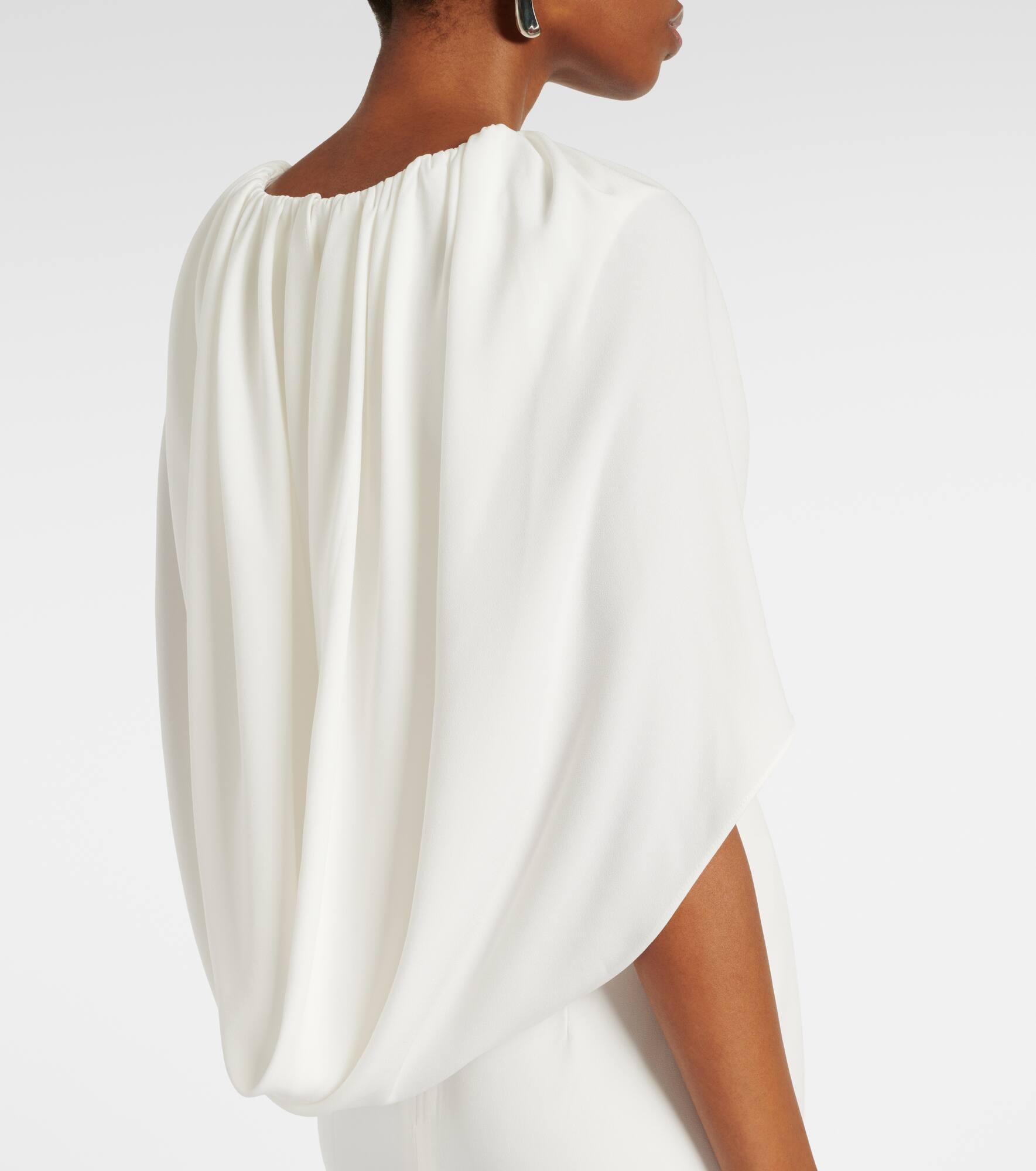 Caped satin crêpe midi dress - 5