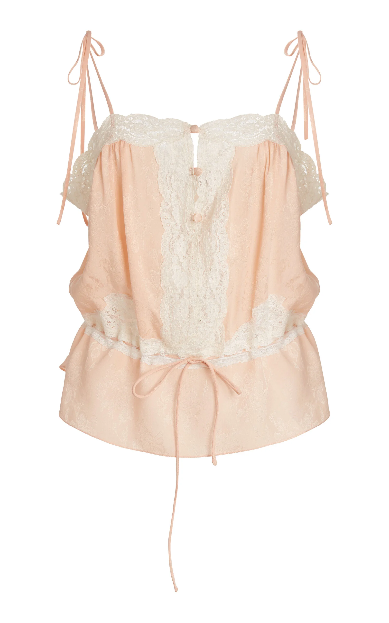 Lace-Trimmed Silk Tank Top pink - 1