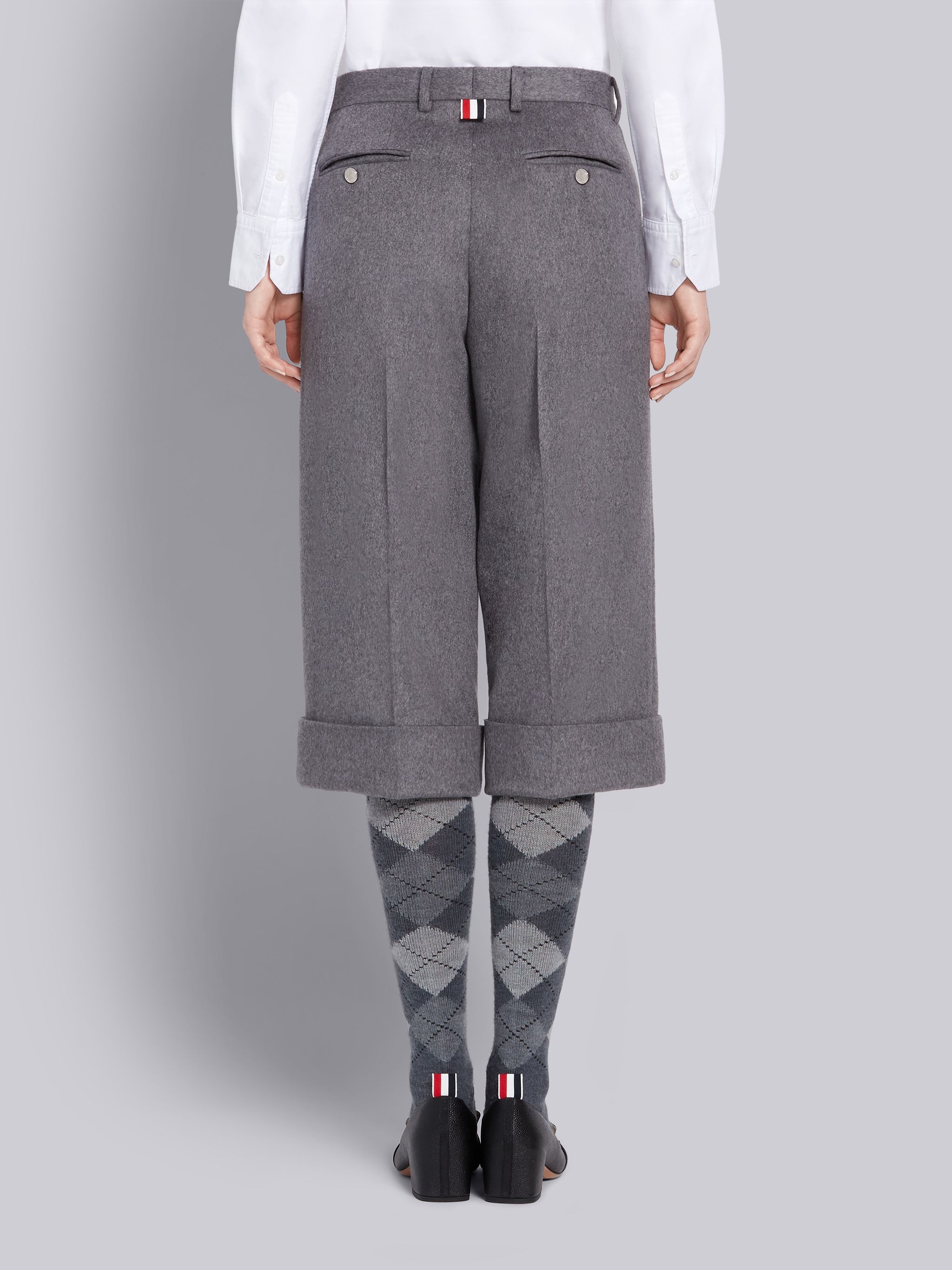 Medium Grey Cashmere Calf Length Sack Trouser - 3