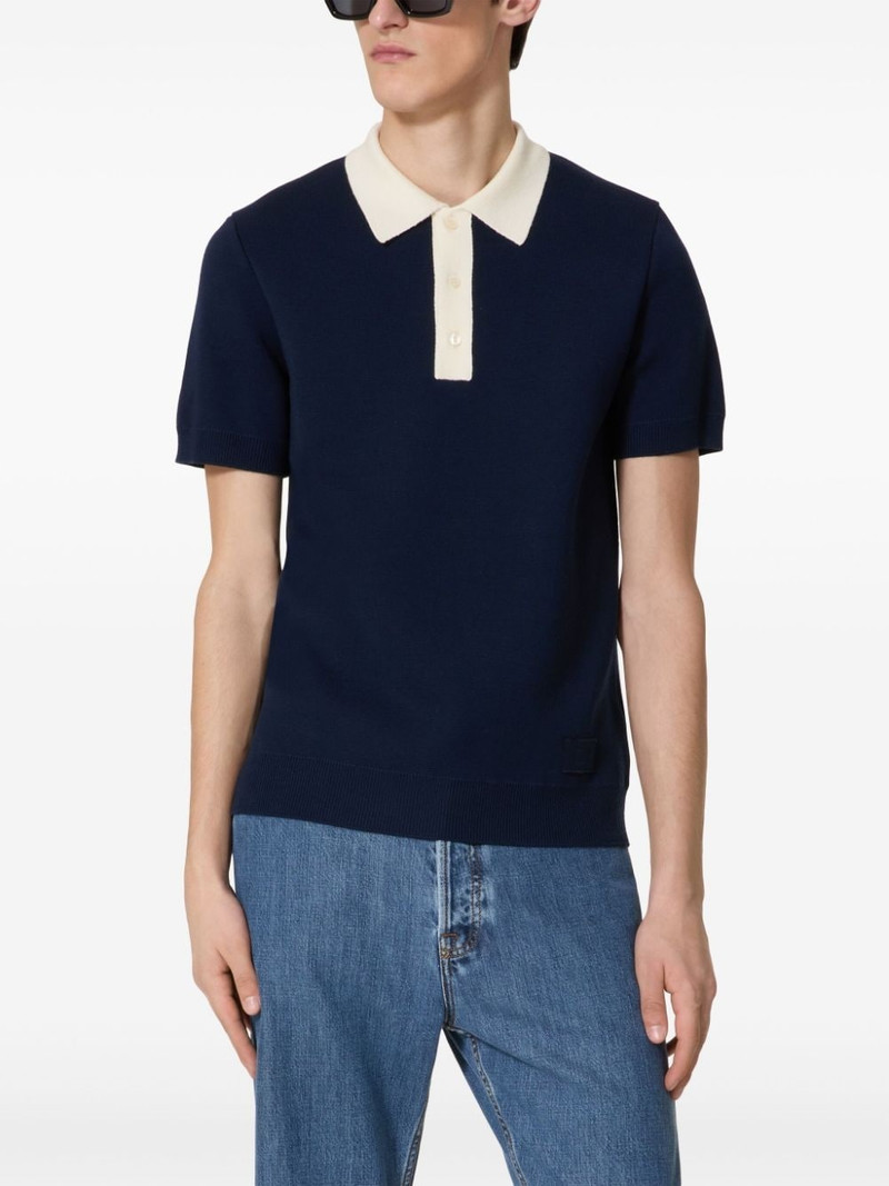 contrast-trim fine-knit polo shirt 3