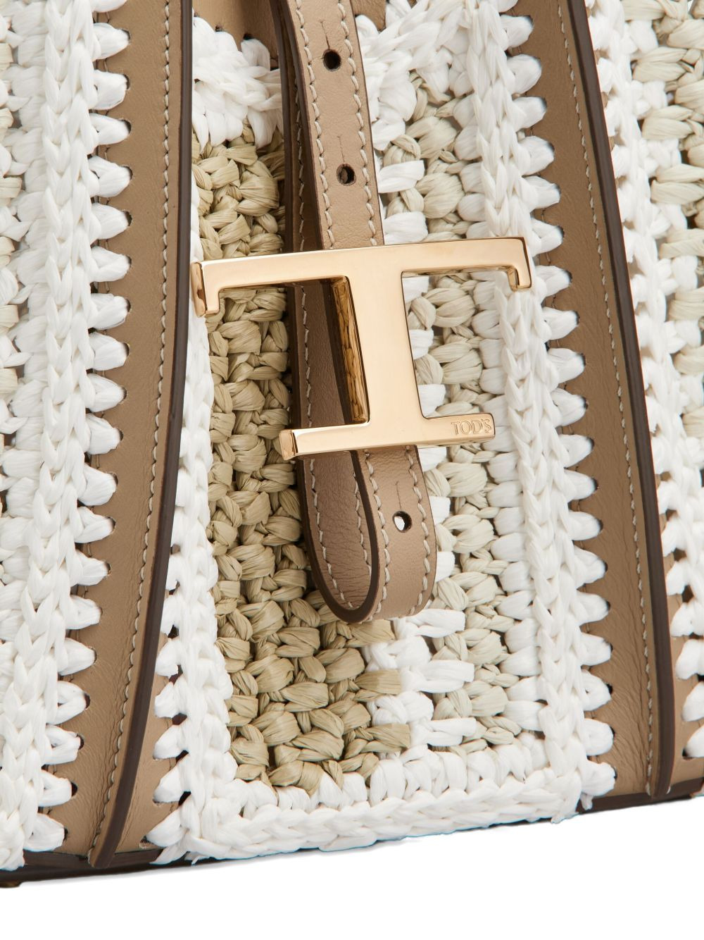 crochet-detail T-buckle tote bag - 4