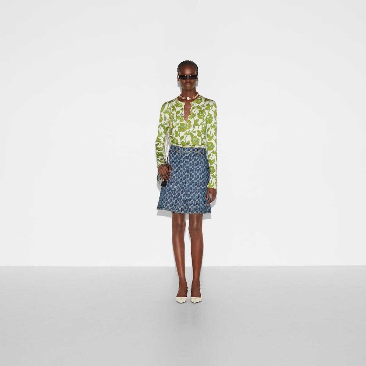 Floral print fine wool silk cardigan - 2