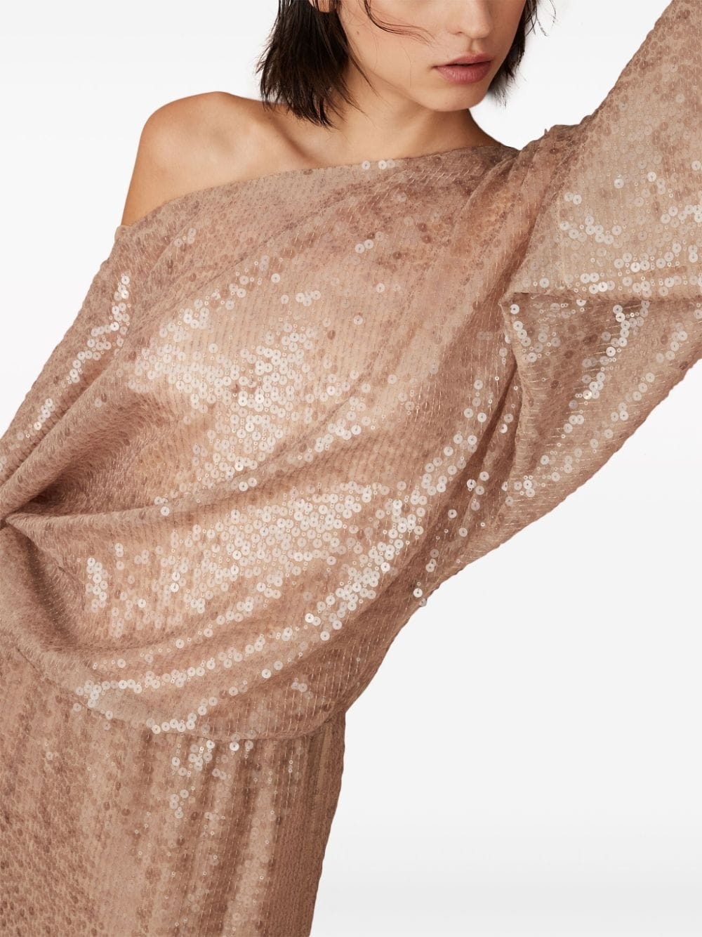 sequinned silk maxi dress - 6