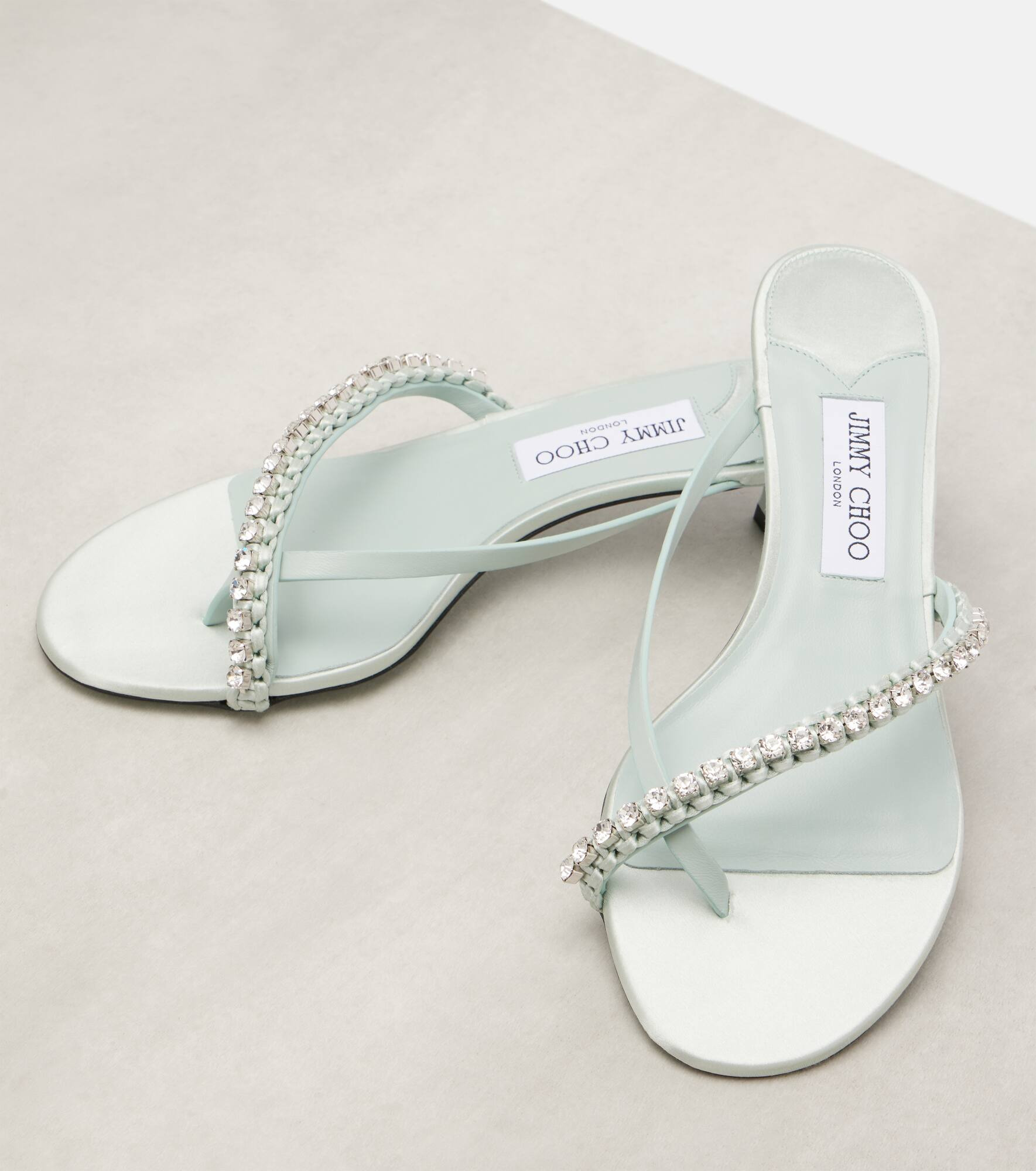 Dila 35 leather and satin thong sandals - 5