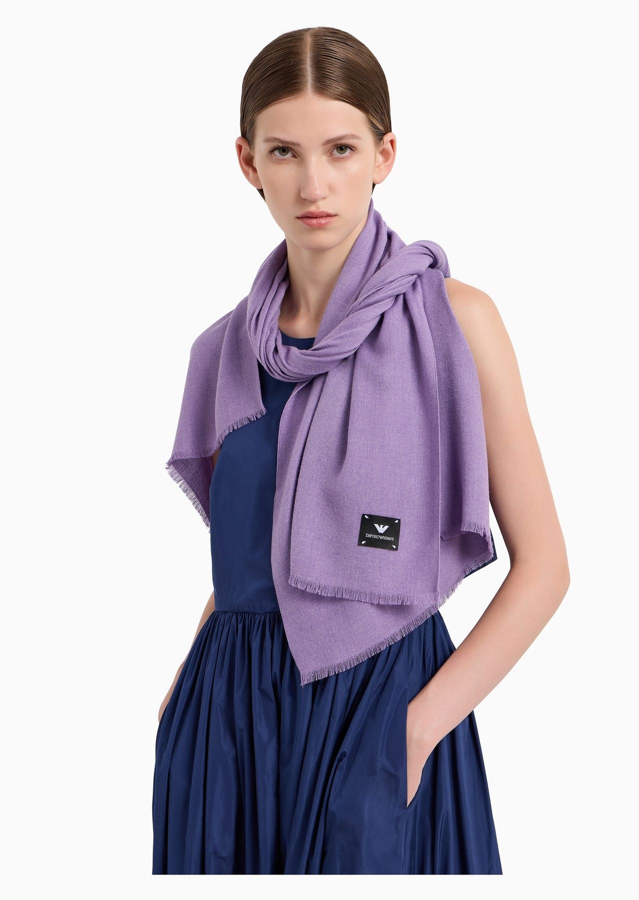 Solid-coloured viscose-blend stole - 3