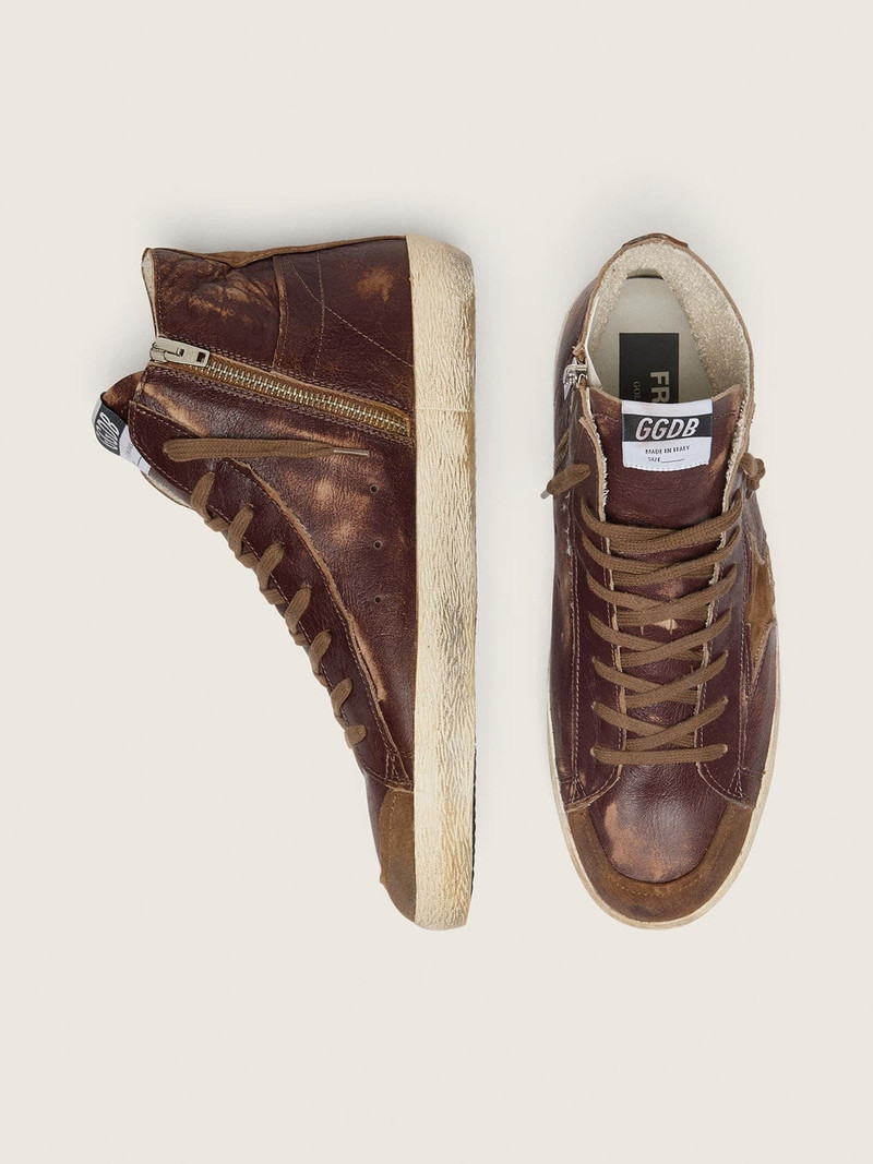 Men’s Francy LTD in dark brown leather with beige star 3