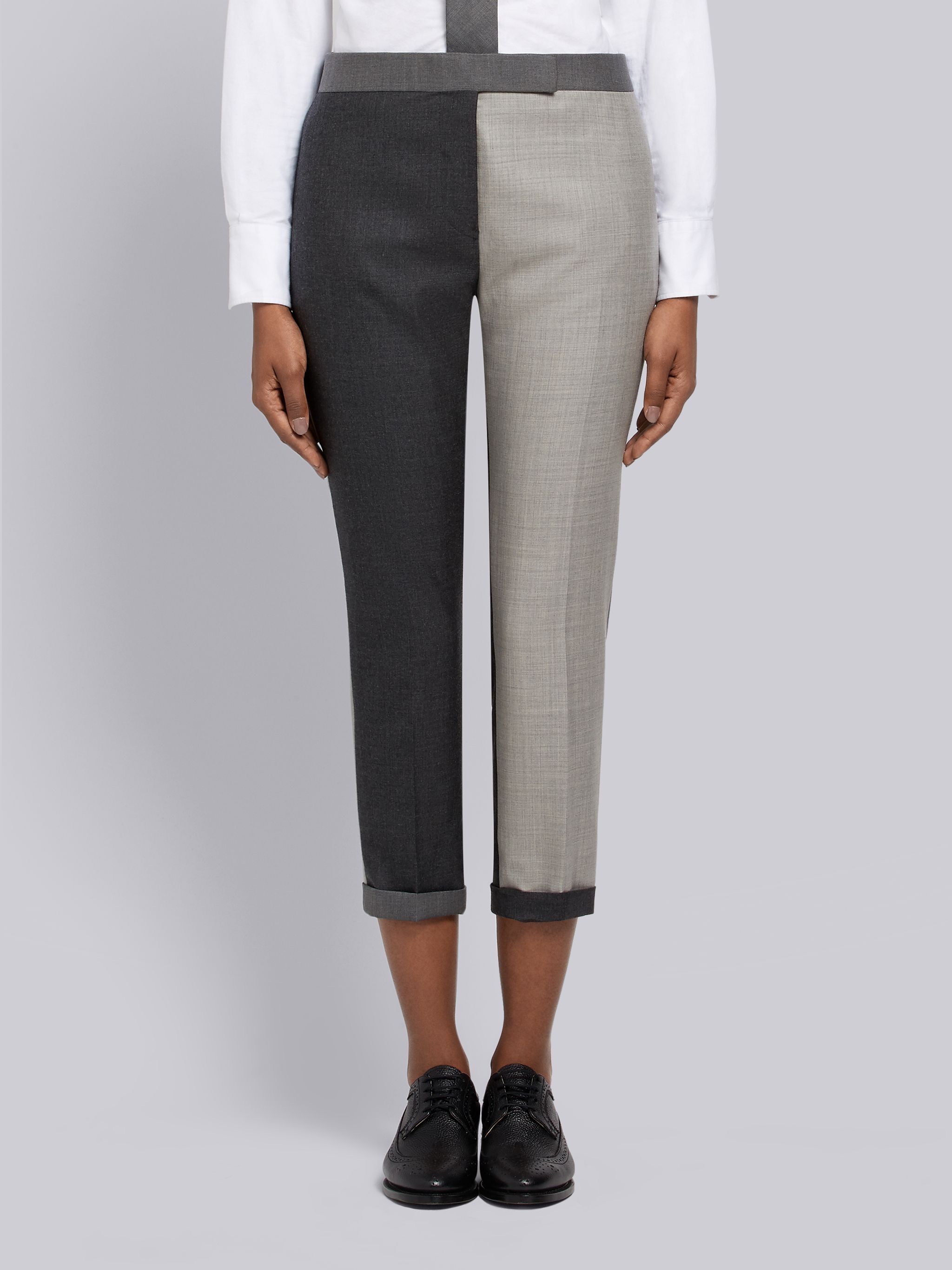 contrast-panel cropped trousers - 1