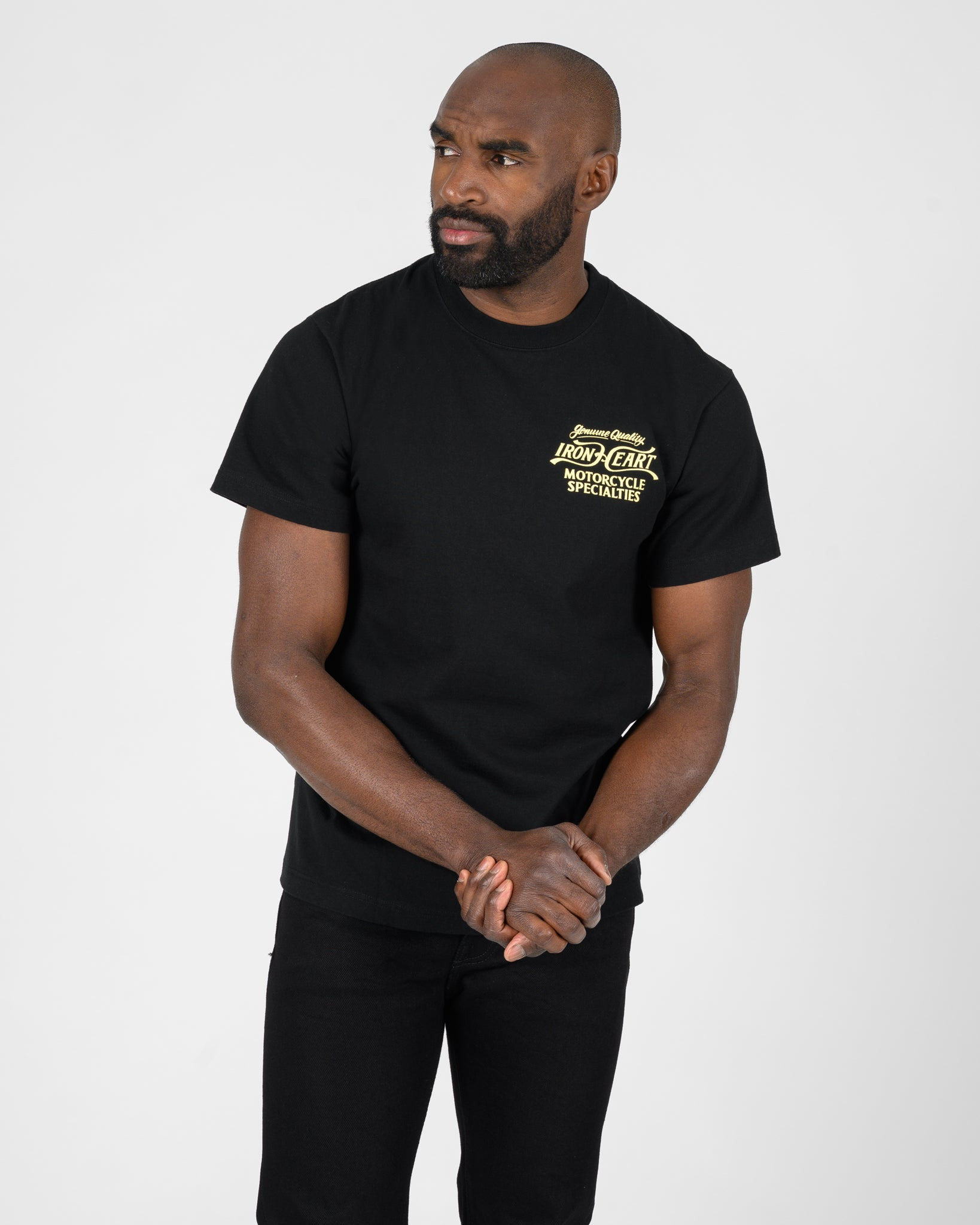 7.5OZ PRINTED LOOPWHEEL CREW NECK T-SHIRT - BLACK - 3