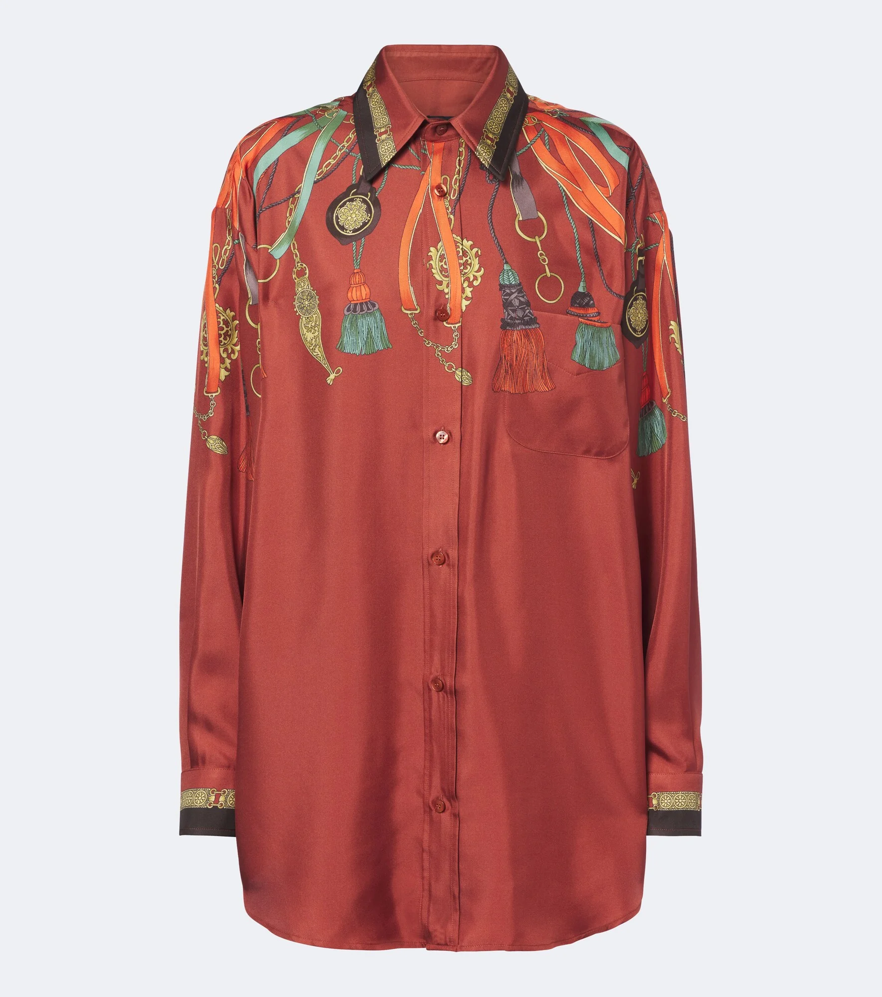 Printed silk satin shirt - 1