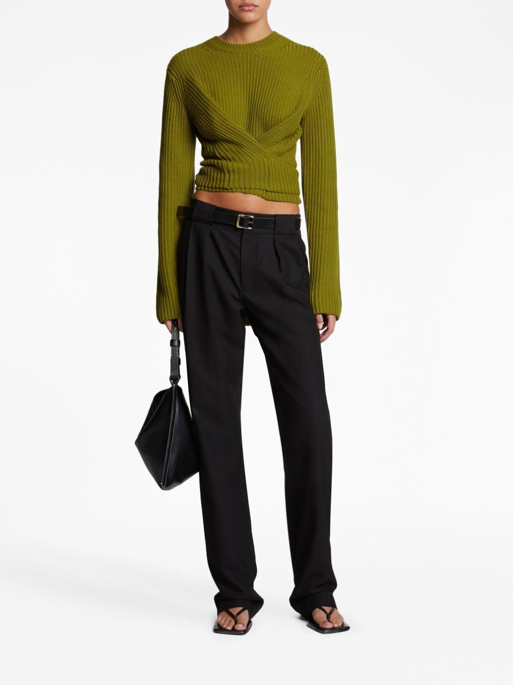 ribbed-knit wrap jumper - 2