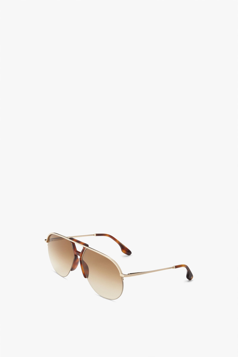 Victoria Beckham Brow Aviator Sunglasses In Brown outlook