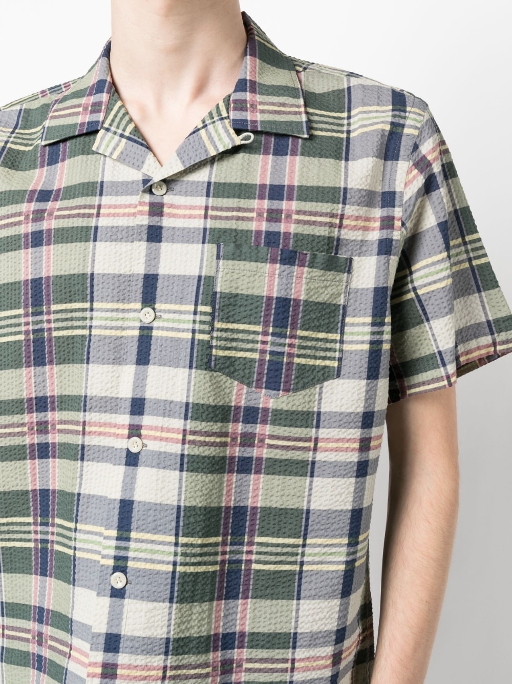 plaid-pattern seersucker shirt - 5