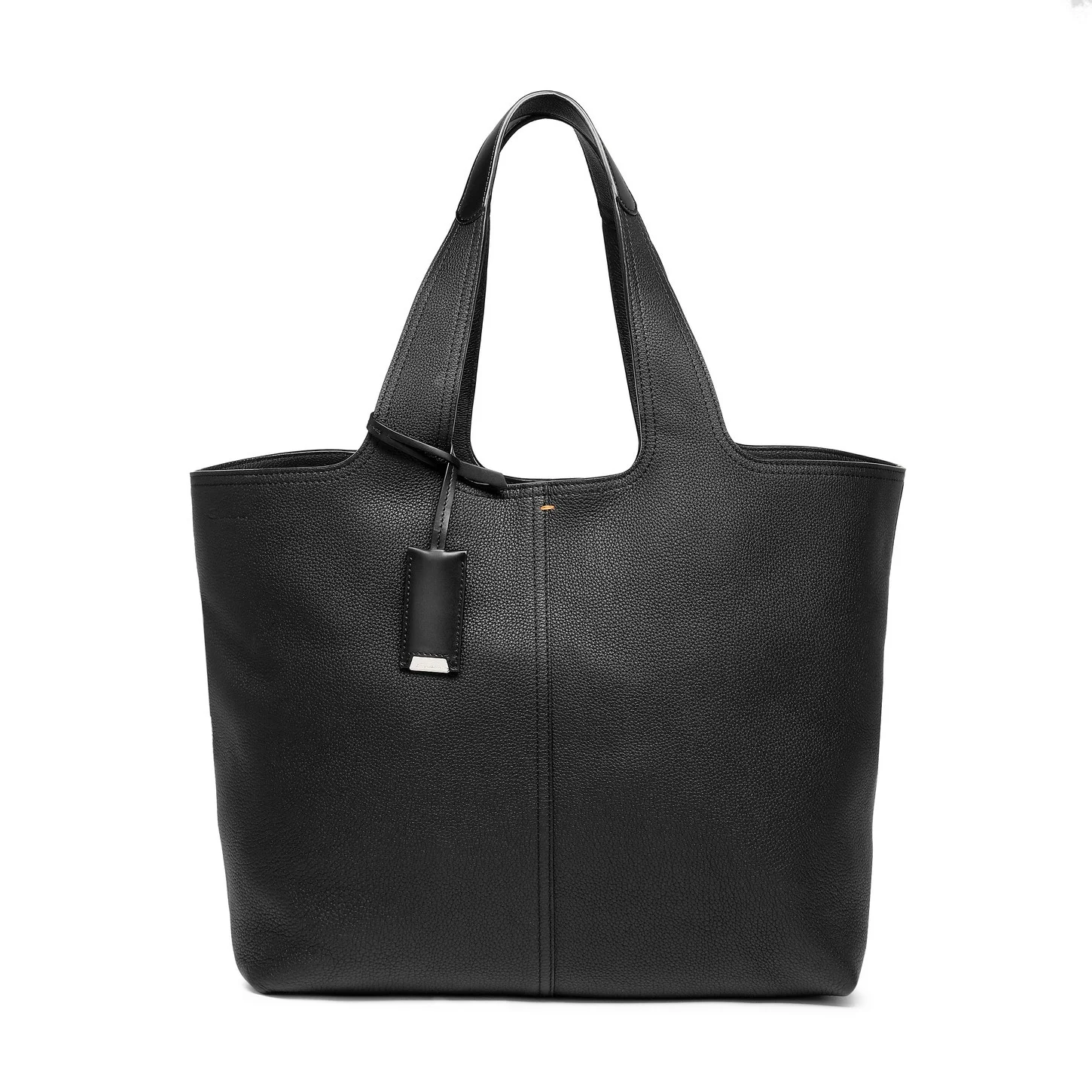 Black tumbled leather shoulder bag - 1