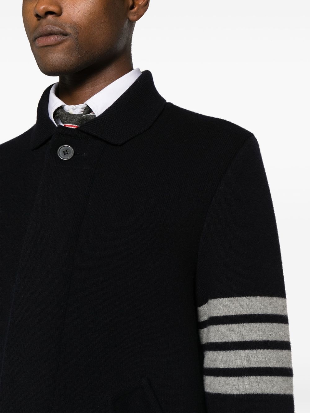 stripe-detailing wool blend cardi-coat - 5